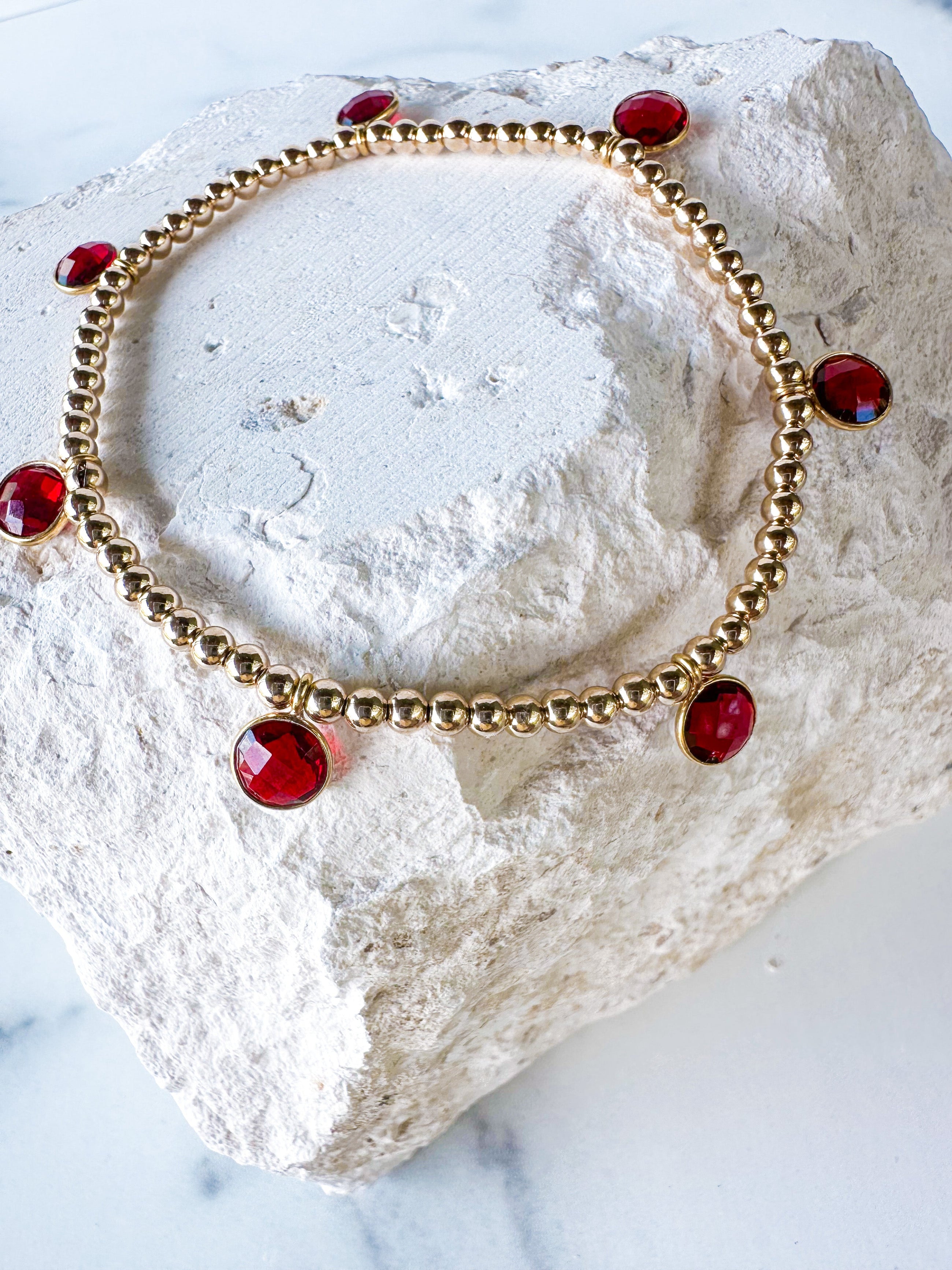 Garnet Drop Bracelet
