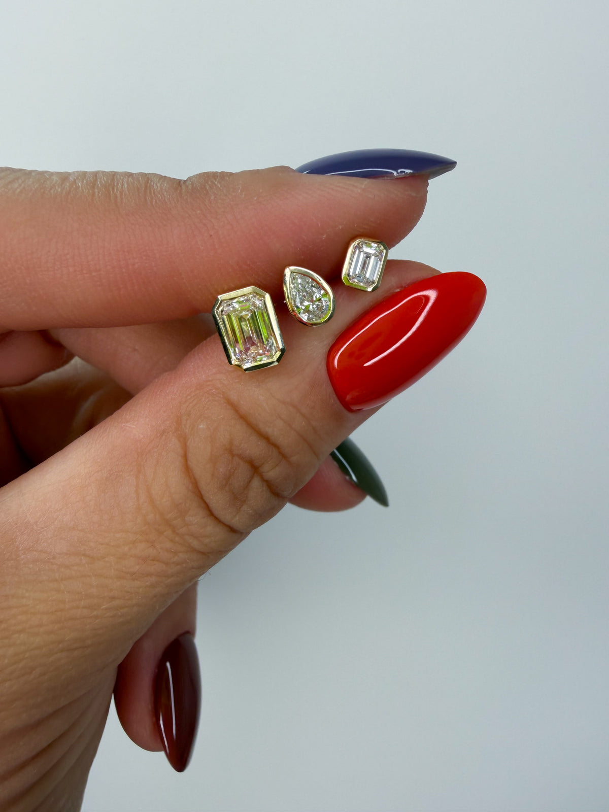 The Little Bezel Pear Studs
