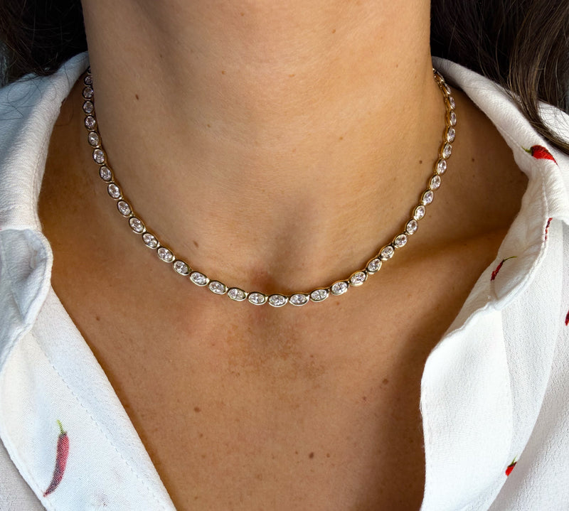 The Bezel Oval Tennis Necklace