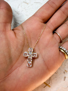 Diamond Asscher Cross Necklace