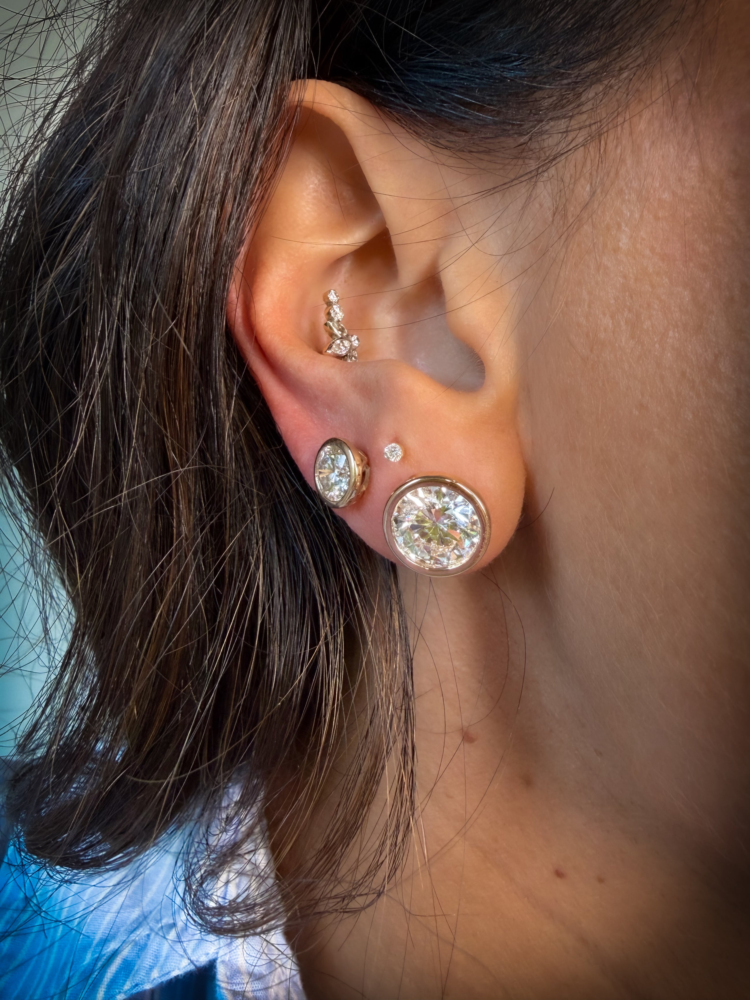 Round Bezel Diamond Studs