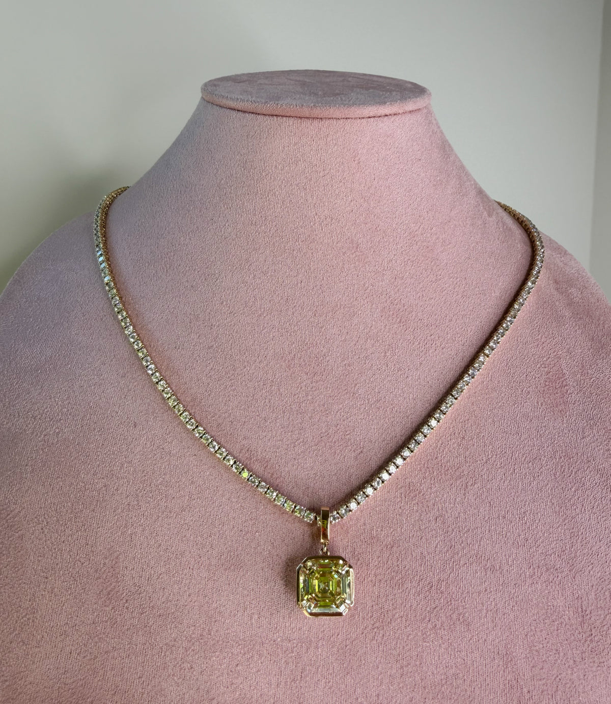 Fancy Yellow Antique Asscher Pendant