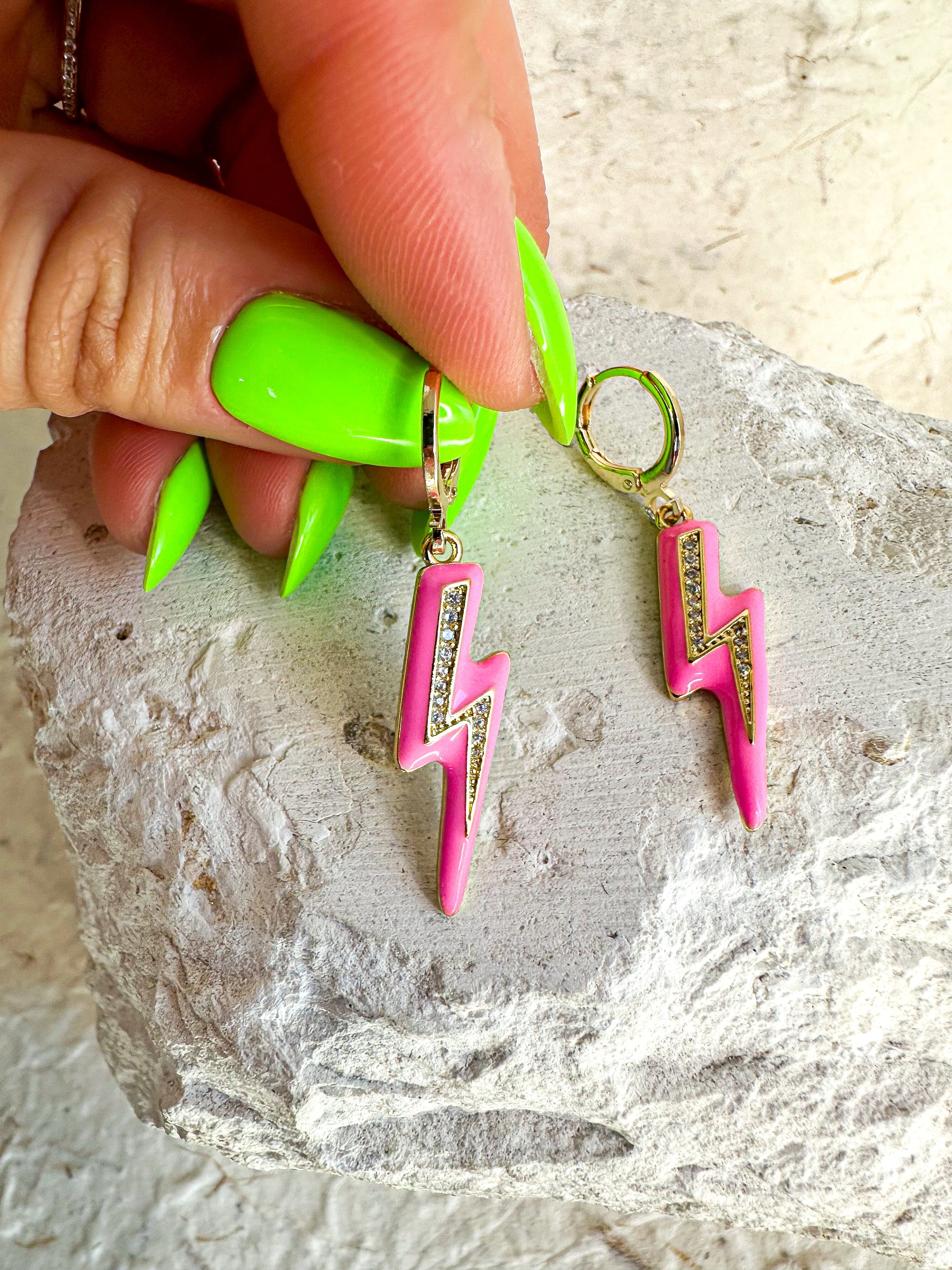Pink Bolt Earrings