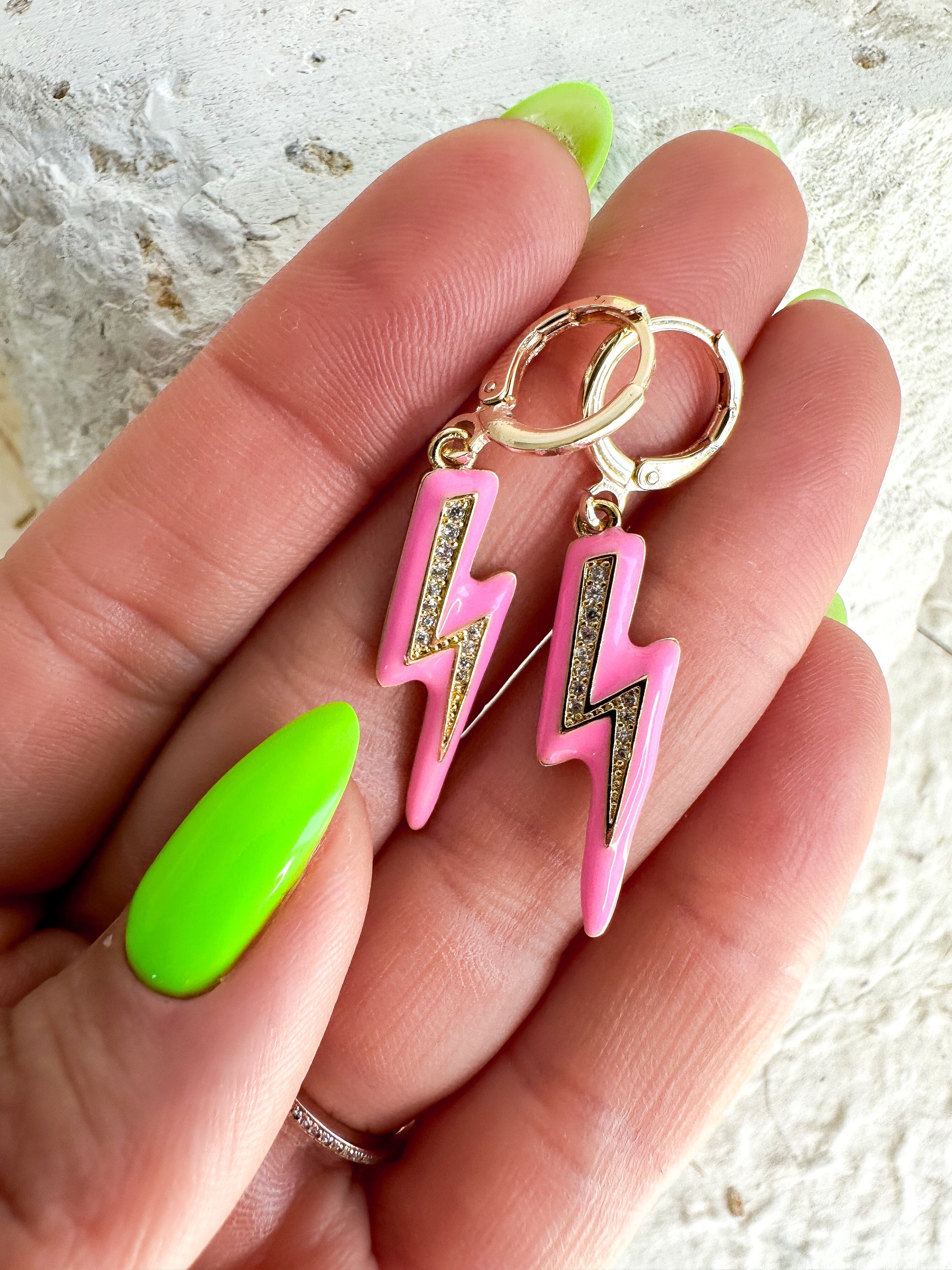 Pink Bolt Earrings