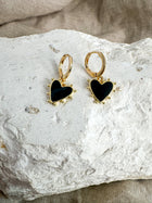 Midnight Heart Hoop Earrings