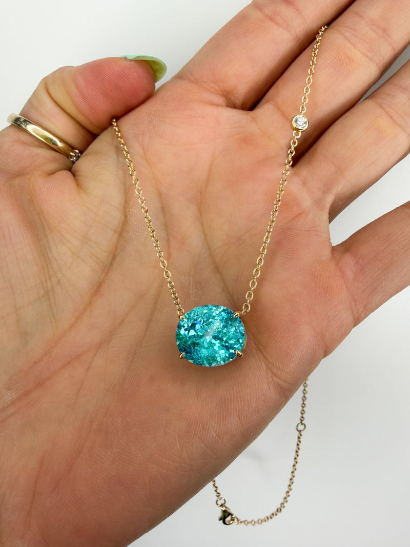 Crushed Ice Oval Paraiba Necklace