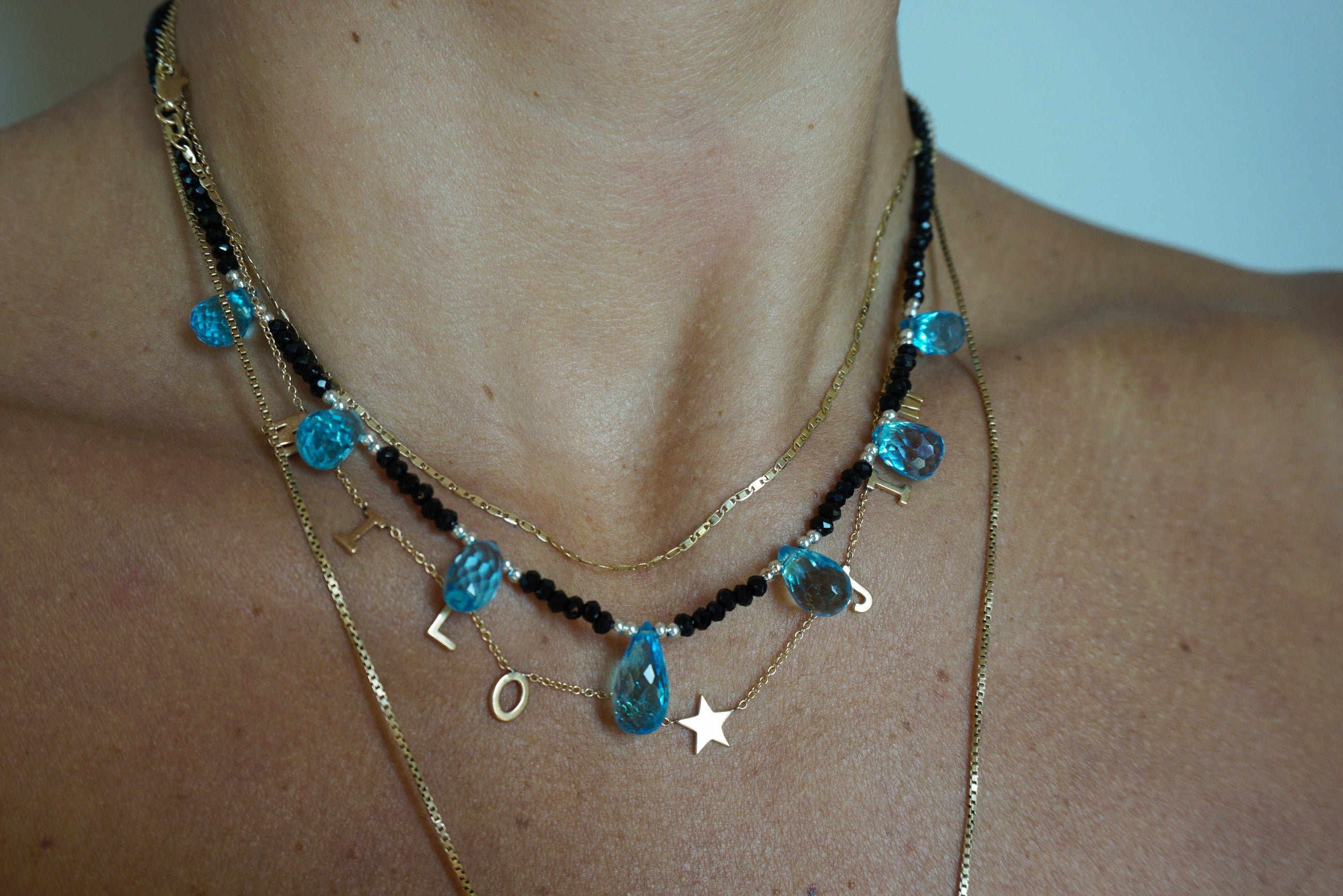 Blue Topaz & Spinel Necklace