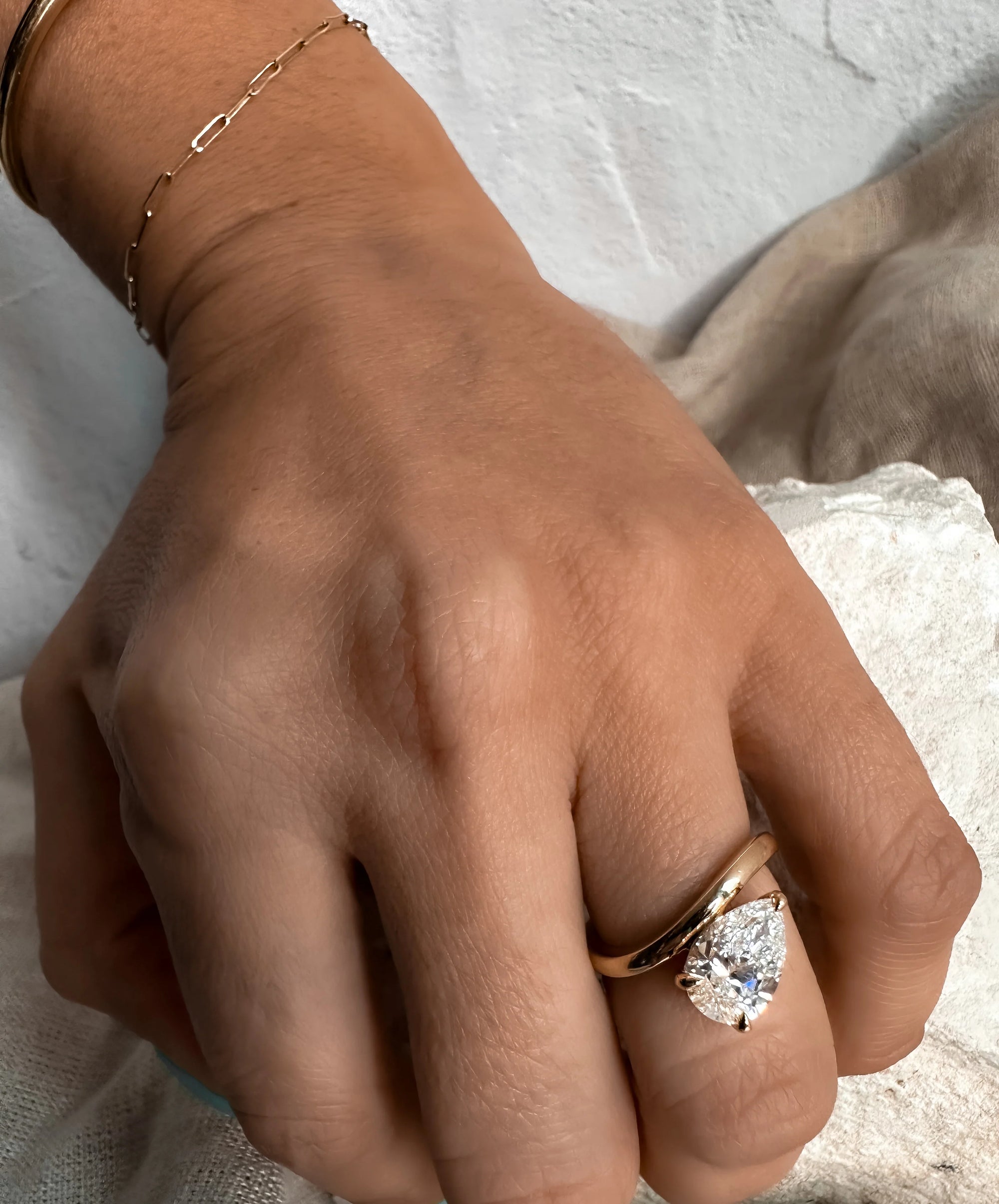 Pear Diamond Wave Ring