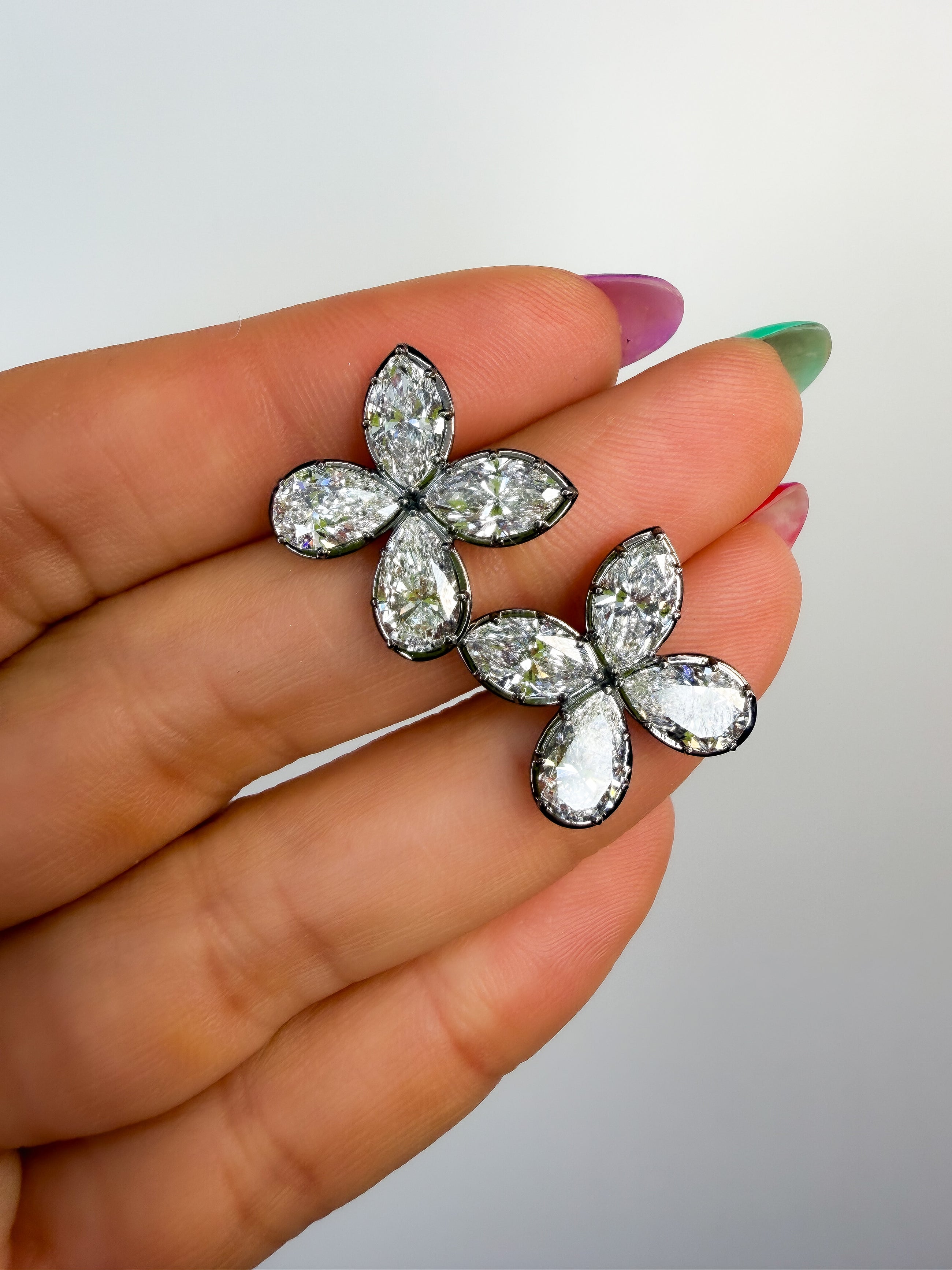 Pear & Marquise Flower Earrings