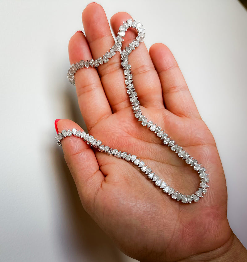 The Alternating Pear Diamond Tennis Necklace