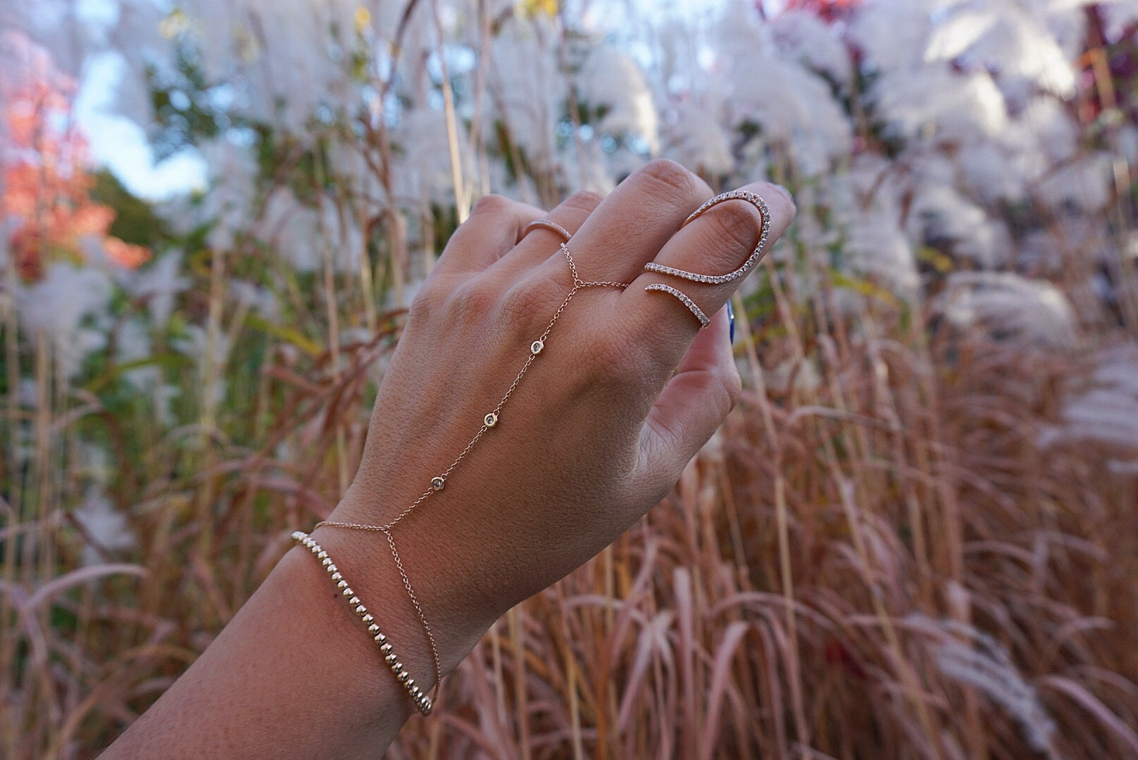 Trio Diamond Finger Bracelet
