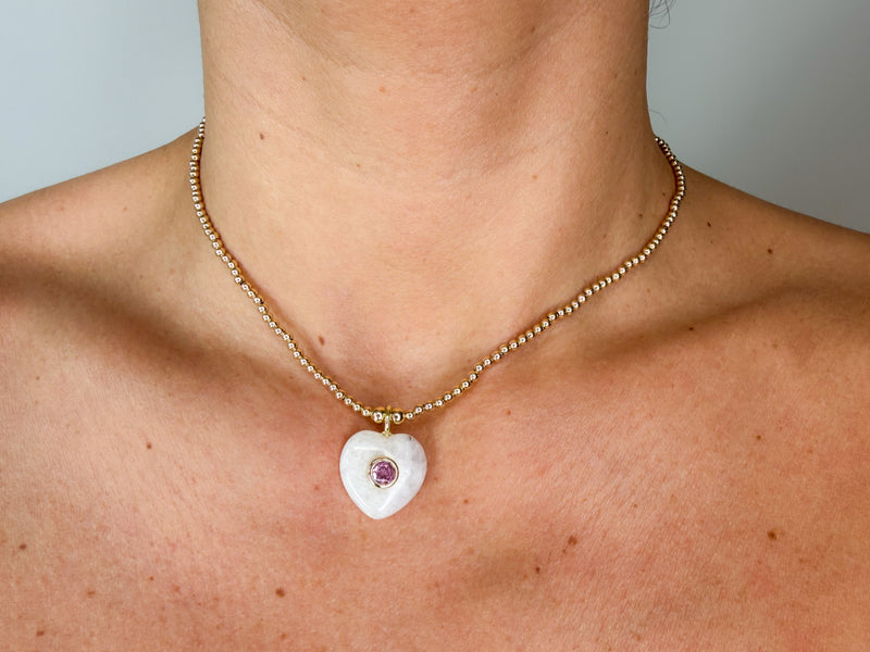 Blush Moon Heart Necklace