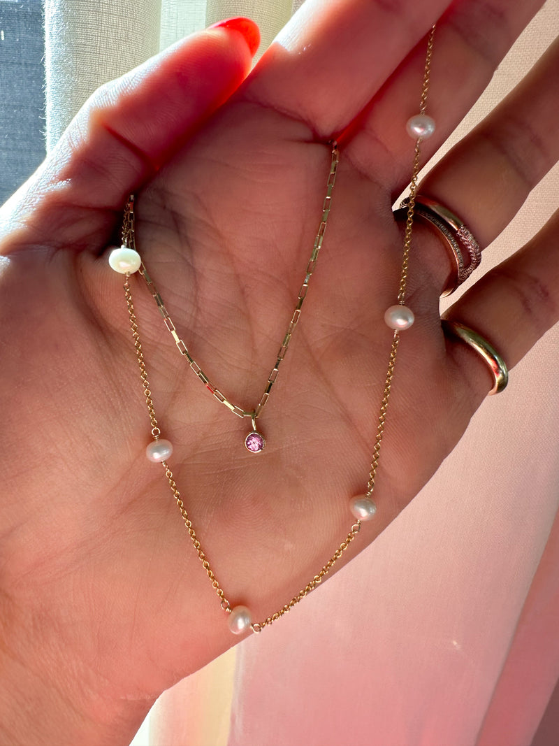 Pink Sapphire Link Necklace