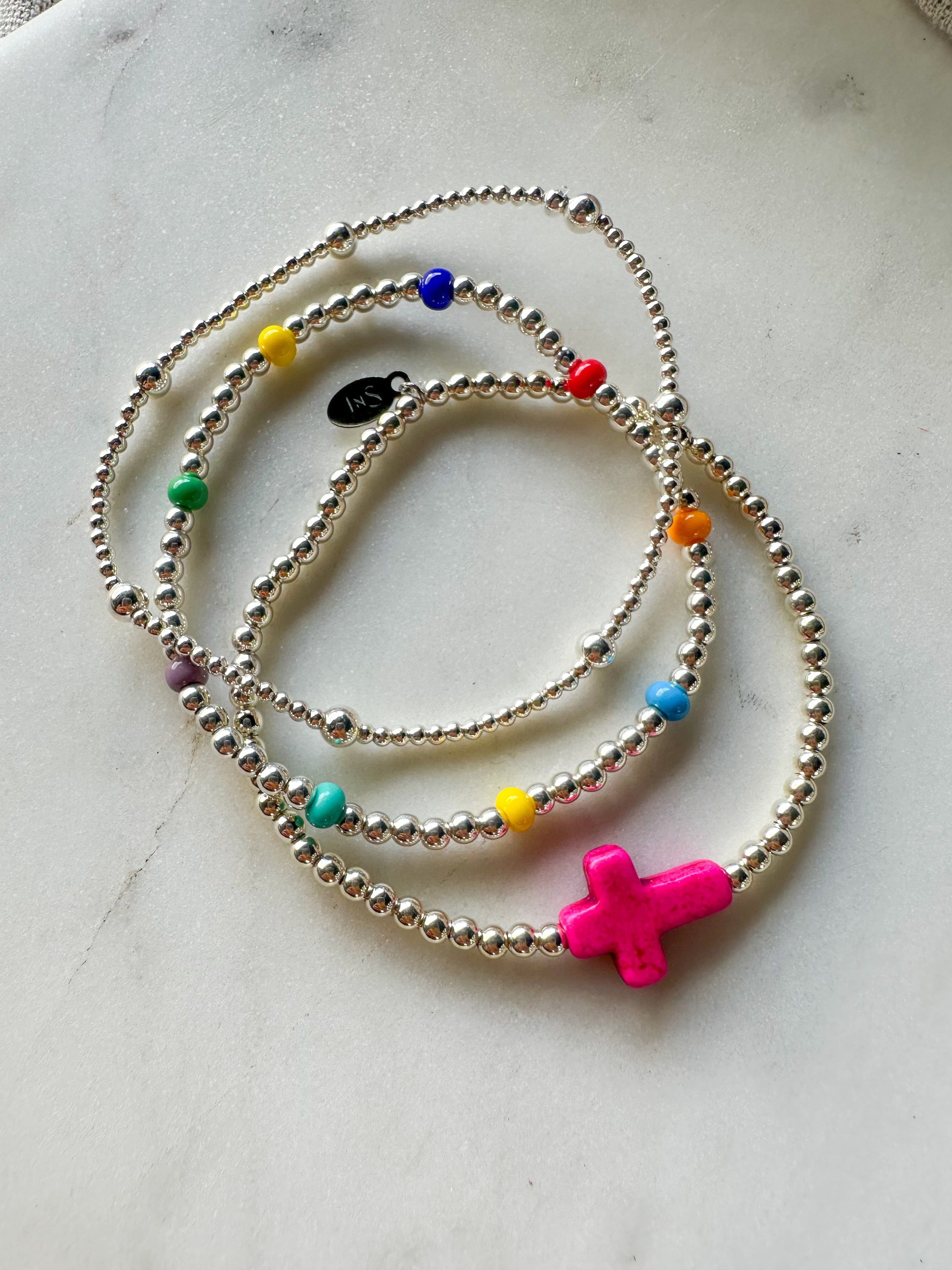 Pink Cross Bracelet
