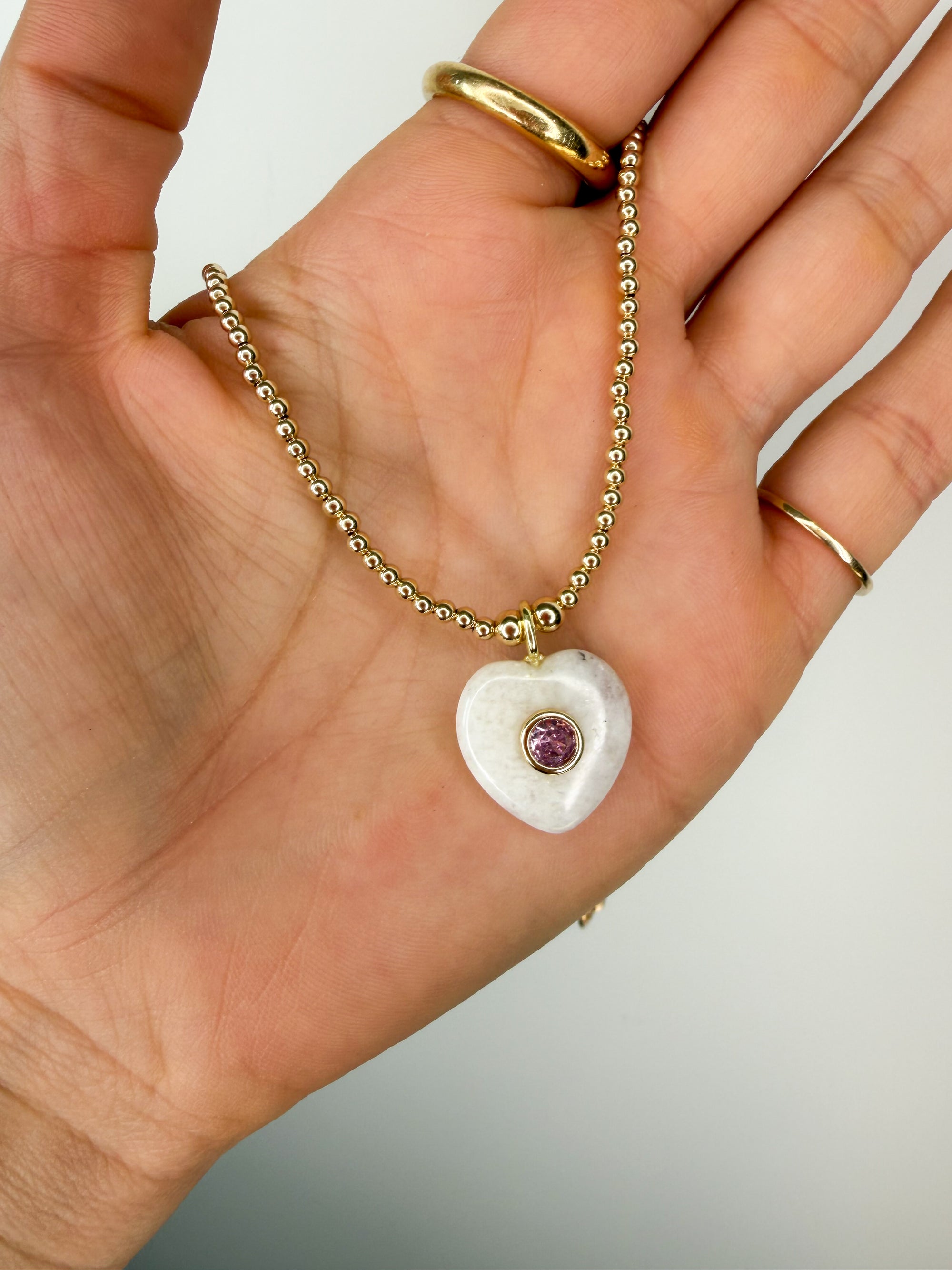 Blush Moon Heart Necklace