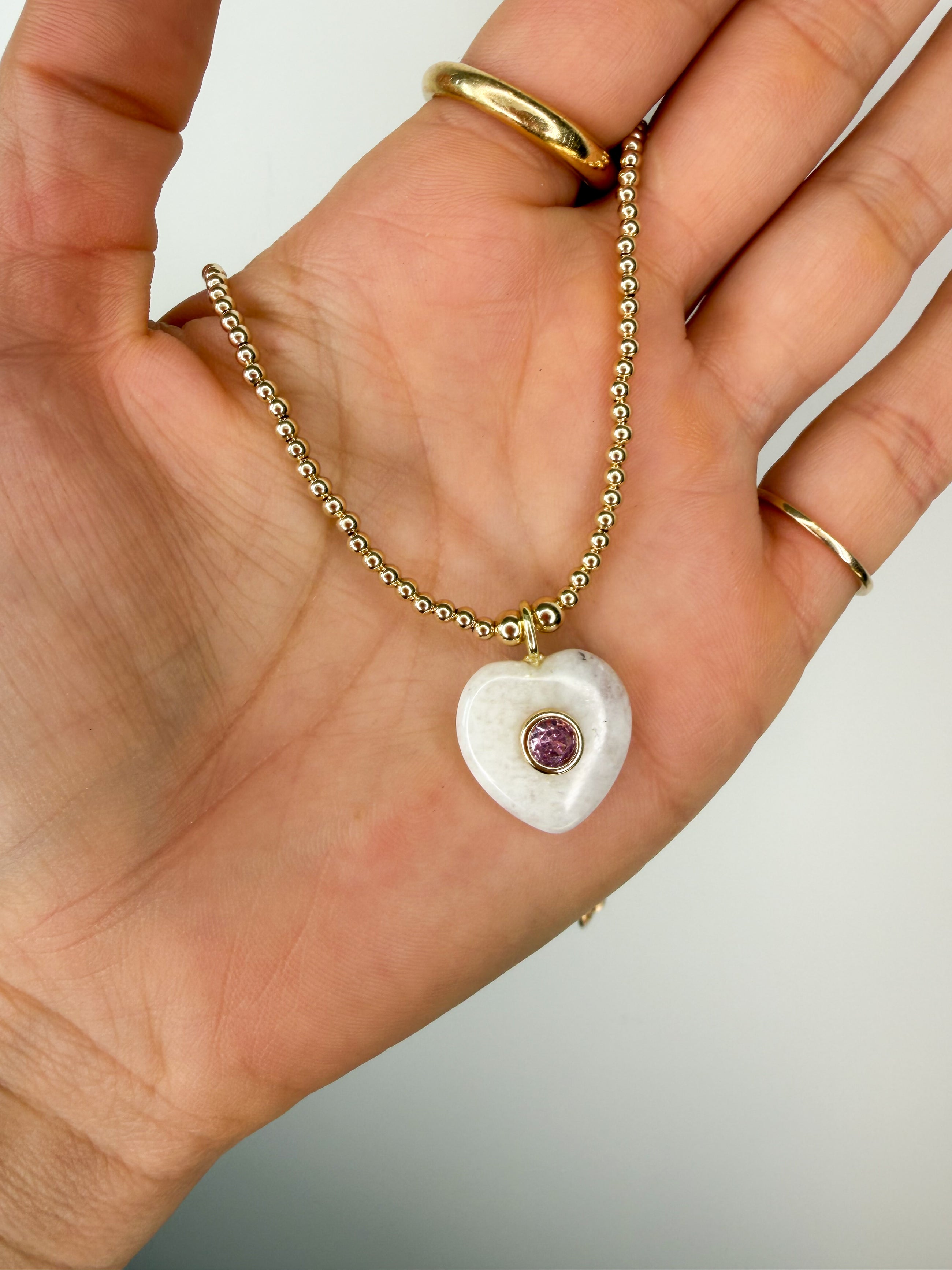Blush Moon Heart Necklace