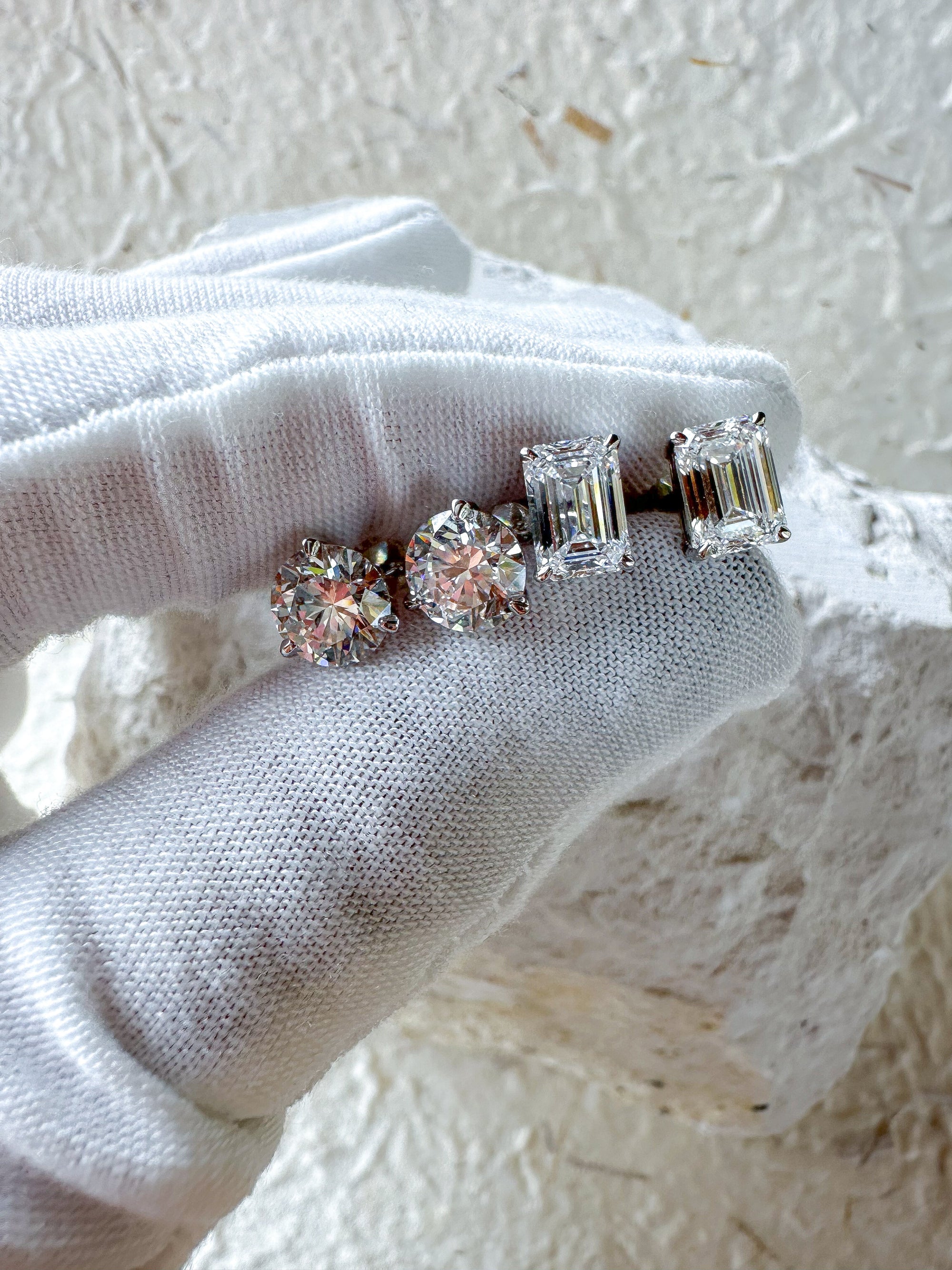 The Cool Girls - Emerald Cut 3ctw Diamond Studs