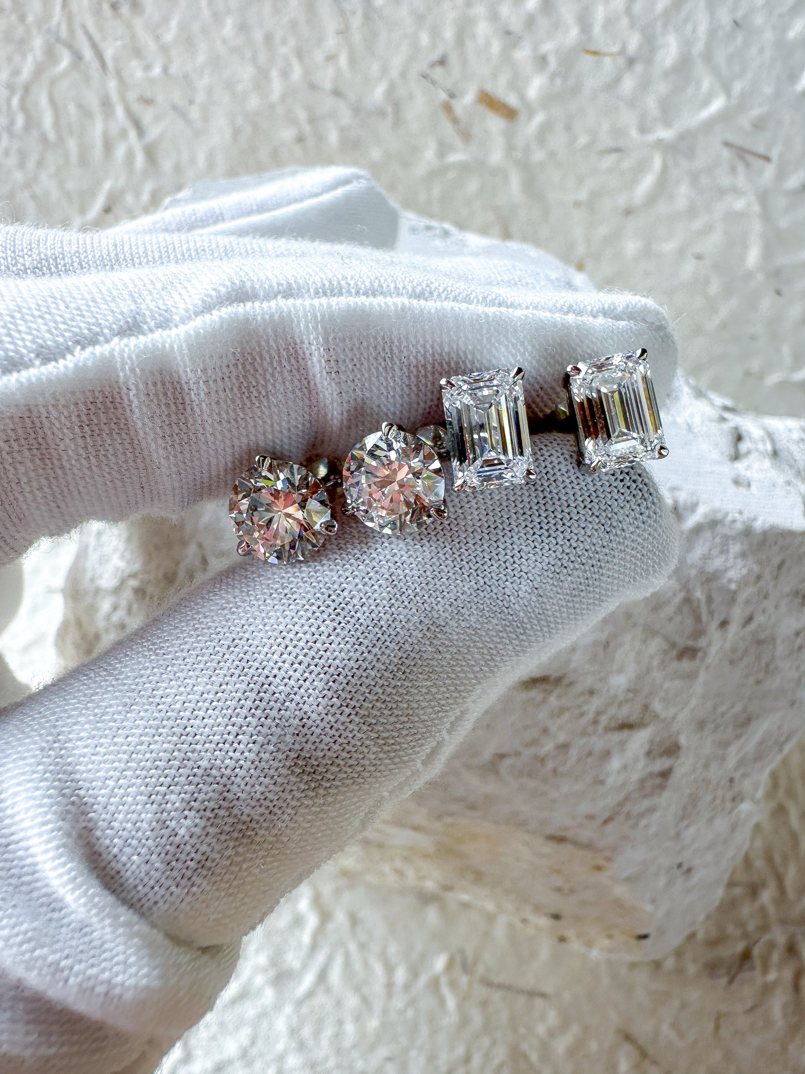 The Cool Girls - Emerald Cut 3ctw Diamond Studs