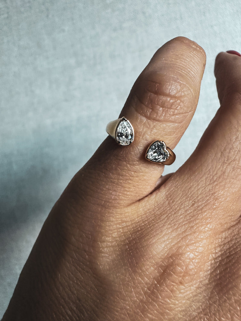 Heart & Pear Diamond Pinky Ring