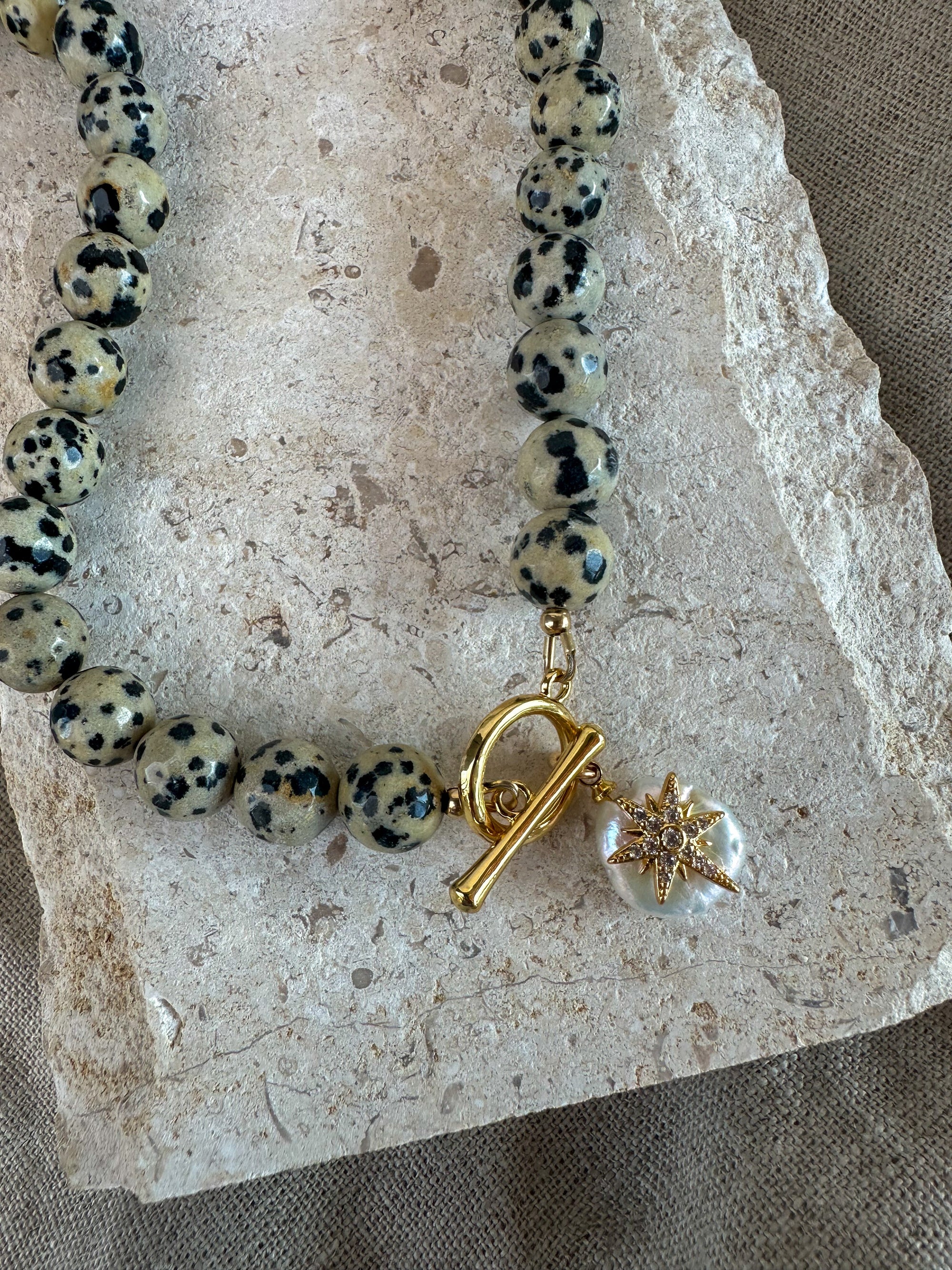 Agate Starburst Necklace ~ Dalmatian