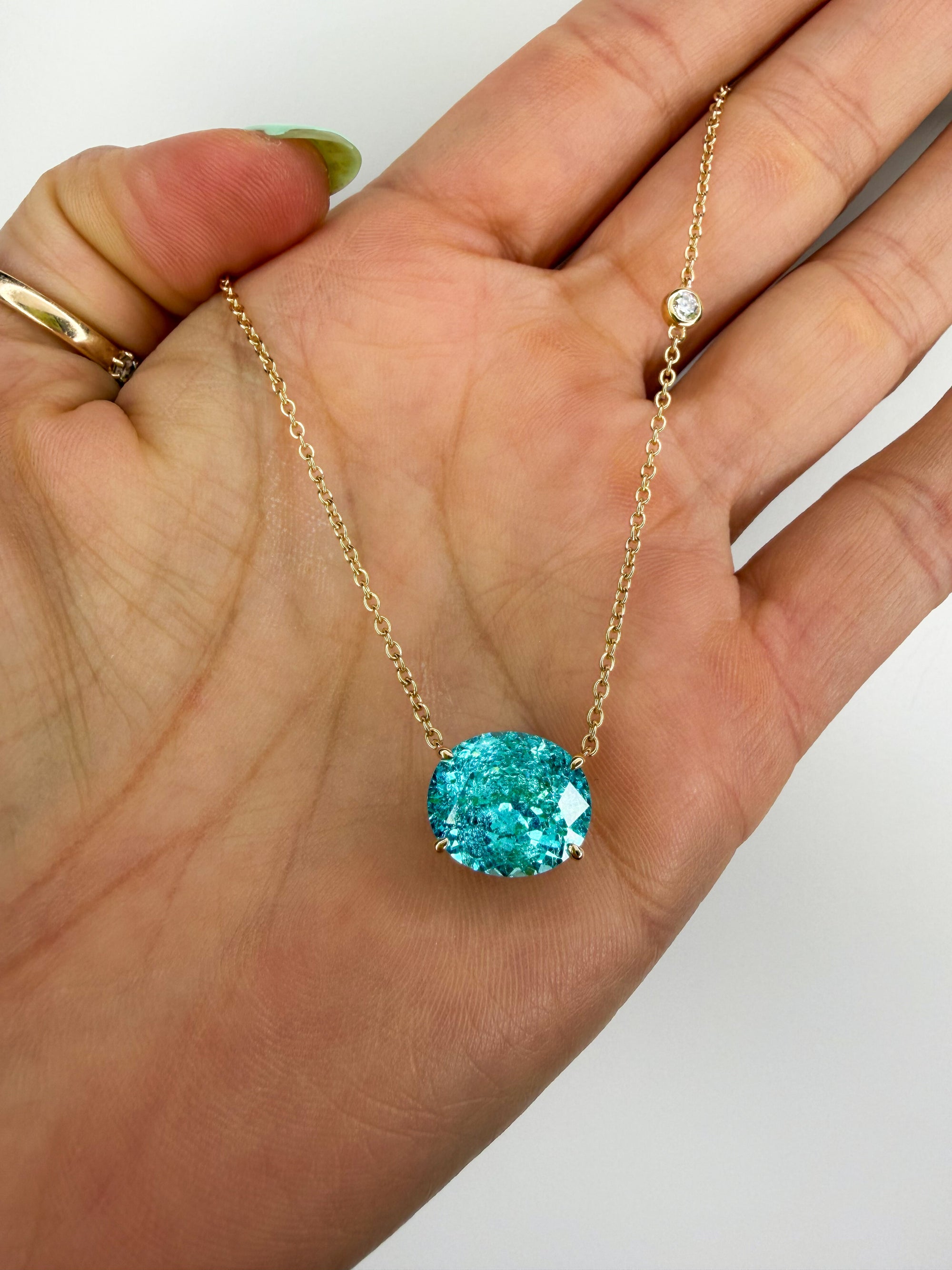 Crushed Ice Oval Paraiba Necklace