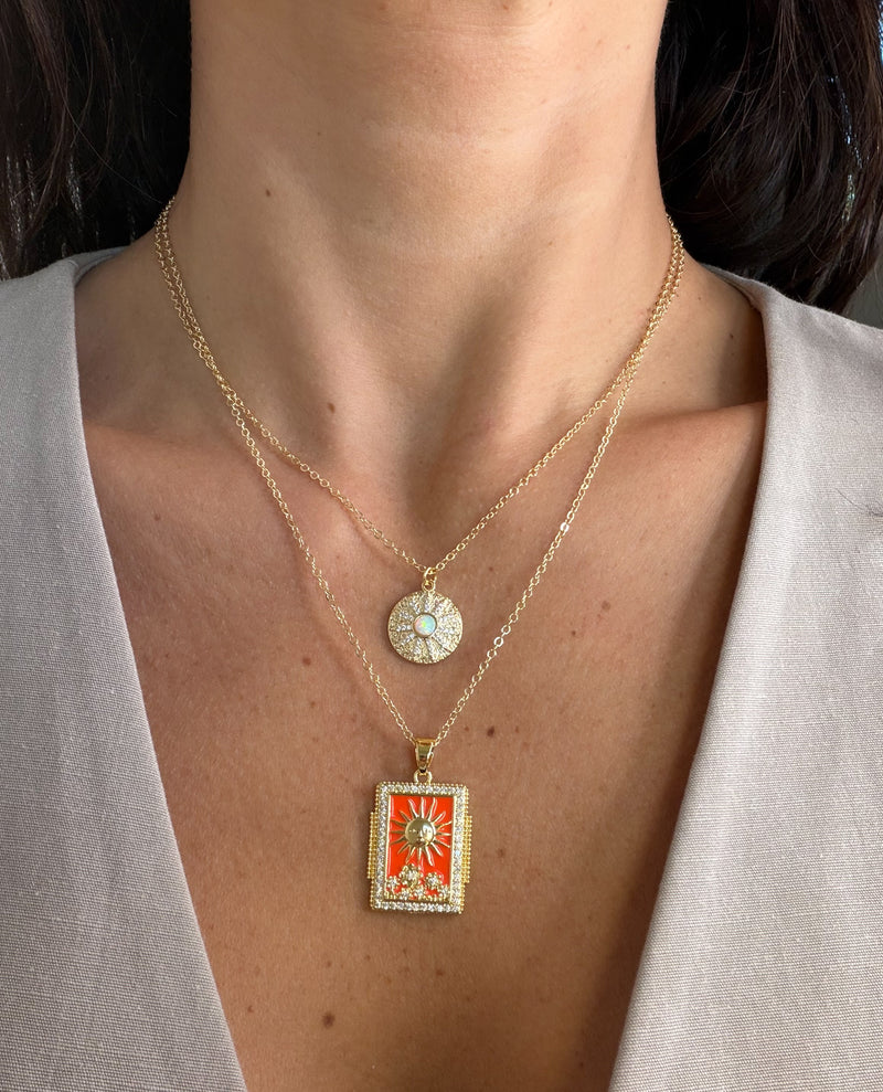 Solara Enamel Sun Necklace