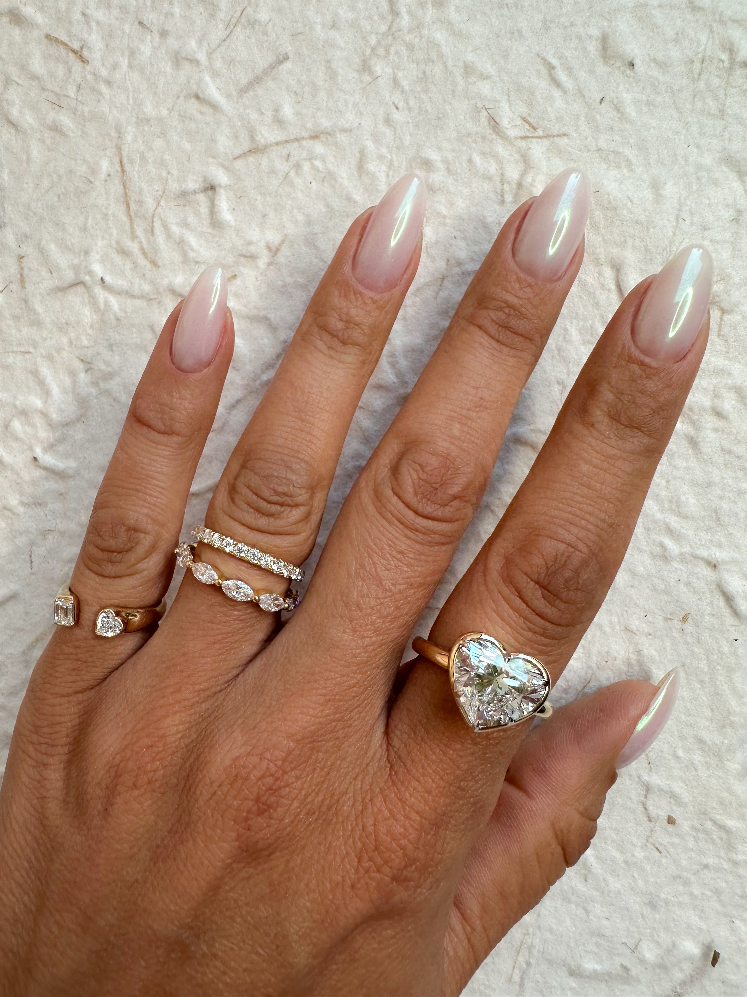 Heart & Emerald Diamond Pinky Ring