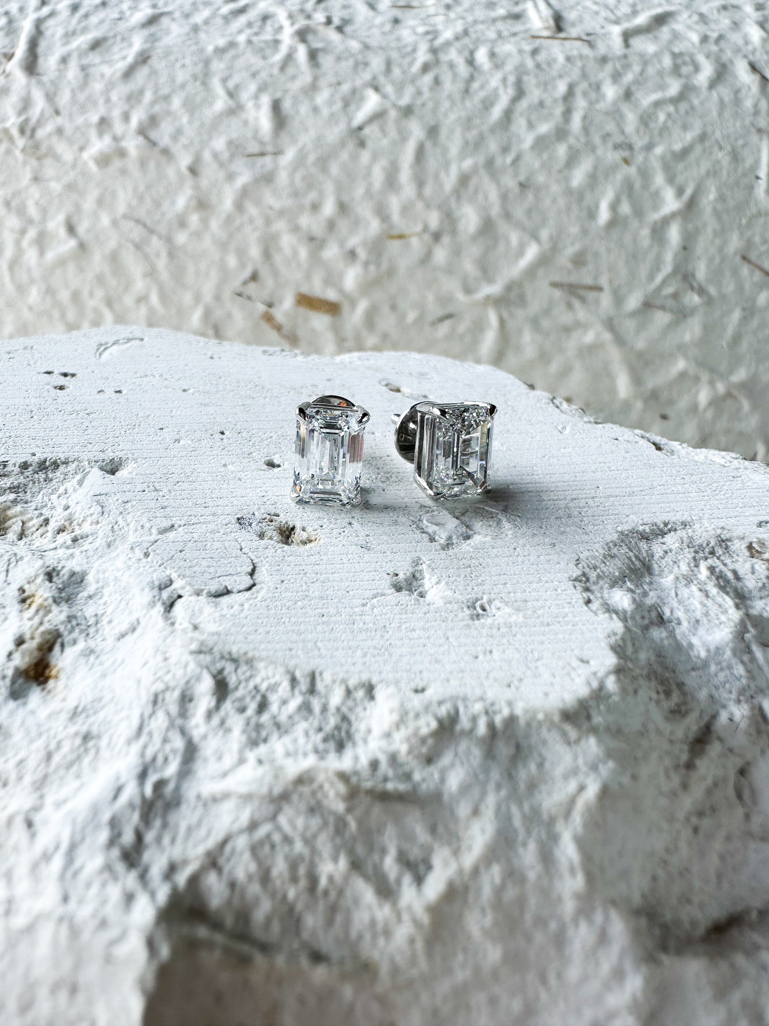The Cool Girls - Emerald Cut 3ctw Diamond Studs