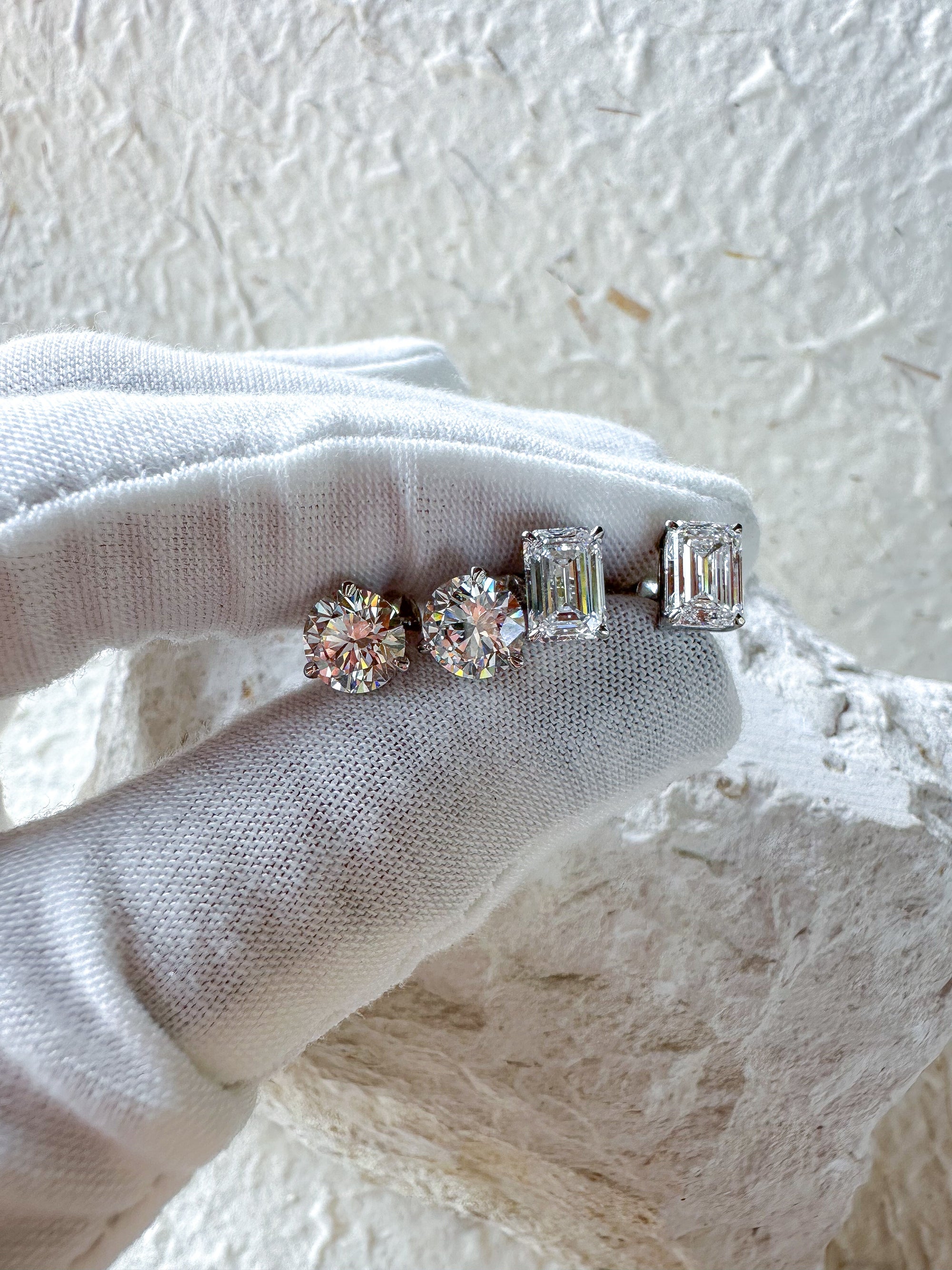 The Cool Girls - Emerald Cut 3ctw Diamond Studs