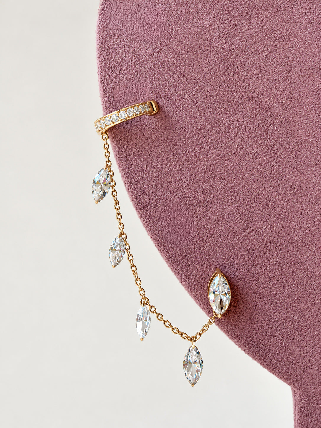 Floating Marquise Diamond Cuff Earring