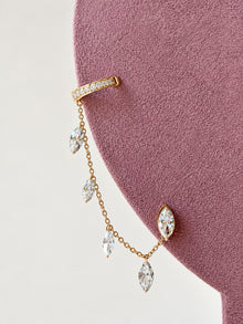 Floating Marquise Diamond Cuff Earring