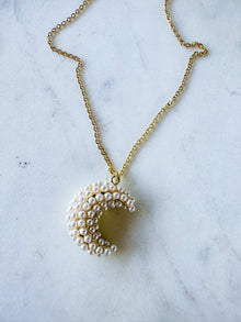 Puffy Pearl Moon Necklace