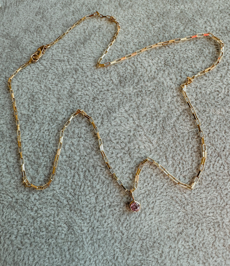 Pink Sapphire Link Necklace