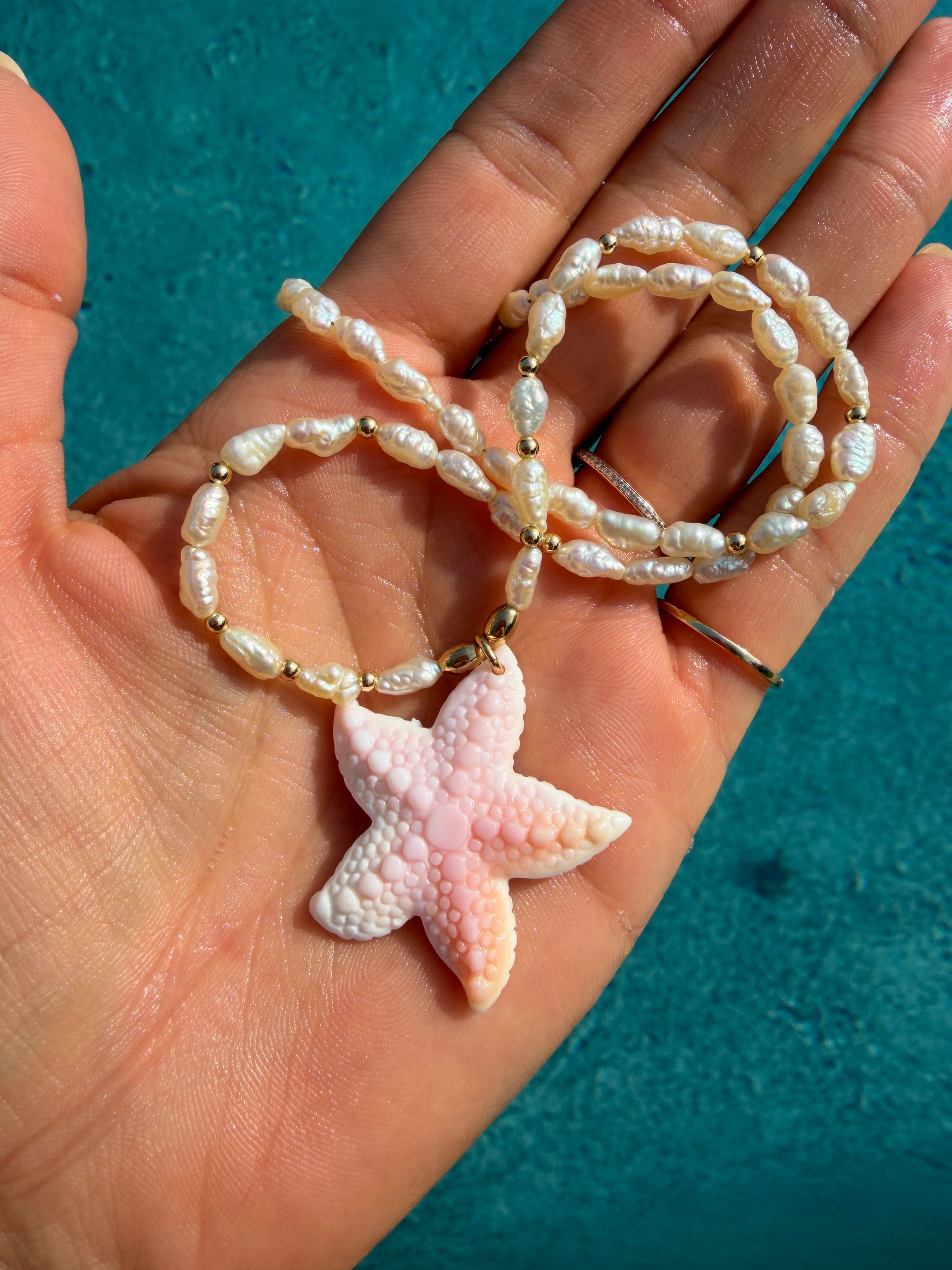Pink Starfish Conch Necklace