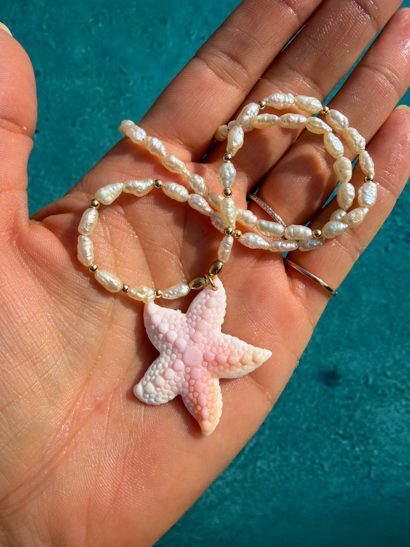 Pink Starfish Conch Necklace