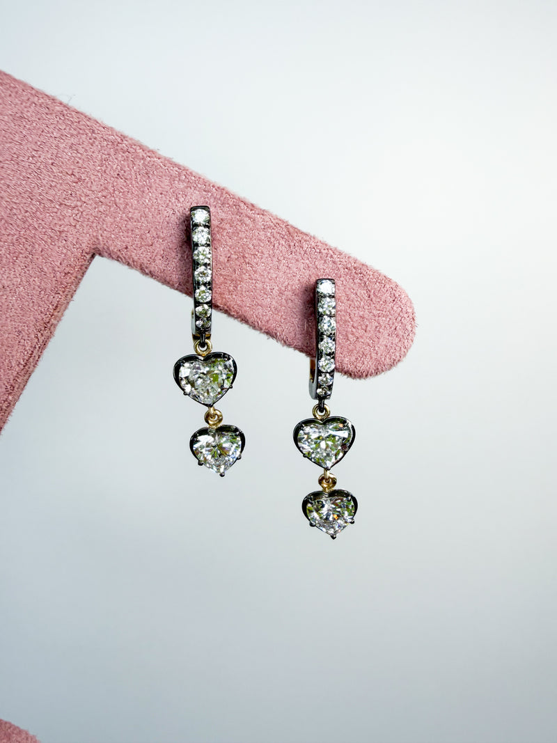 Double Heart Drop Earrings