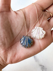Diamond Moonstone Seashell Necklace