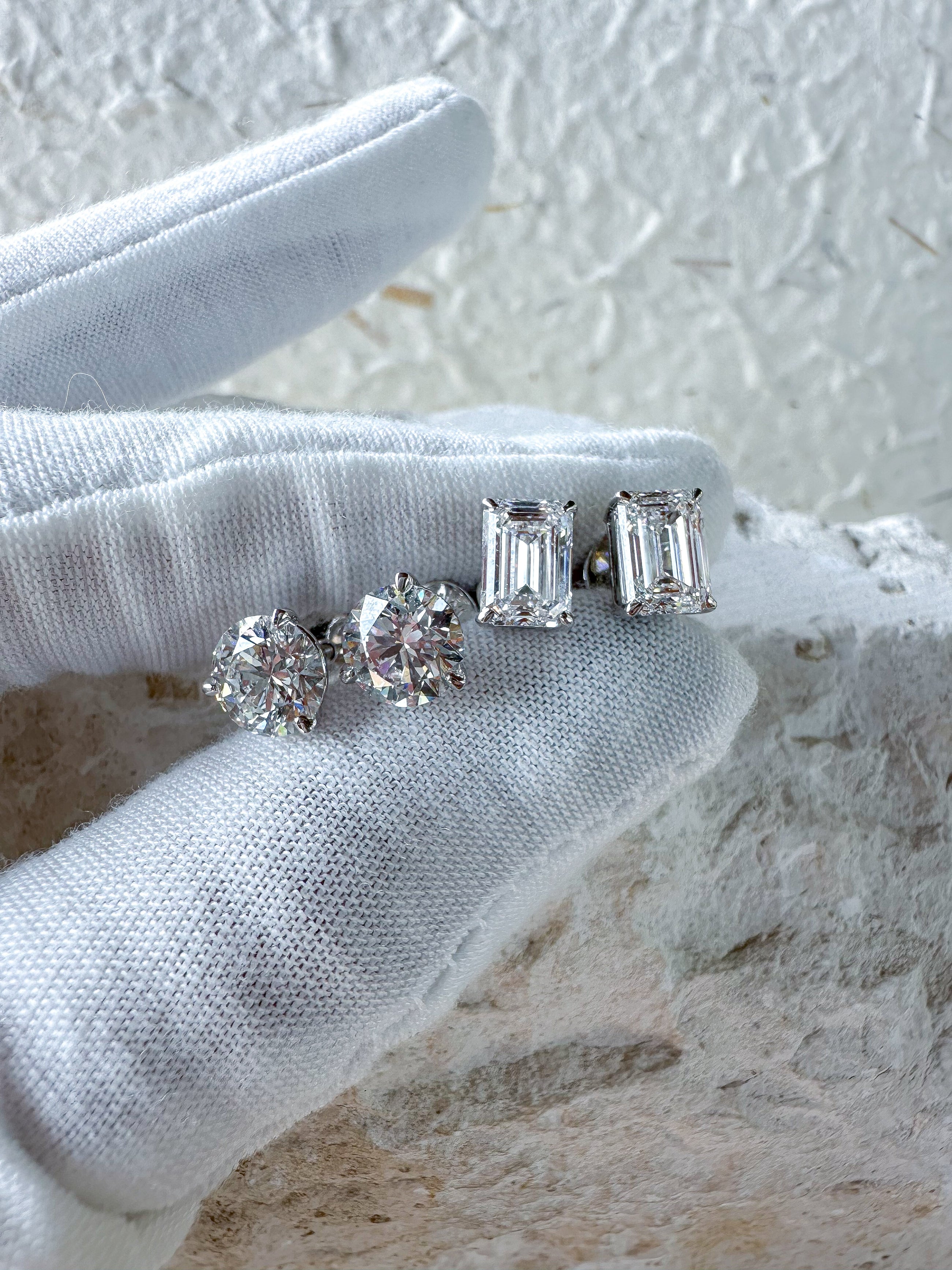 The Cool Girls - Emerald Cut 3ctw Diamond Studs
