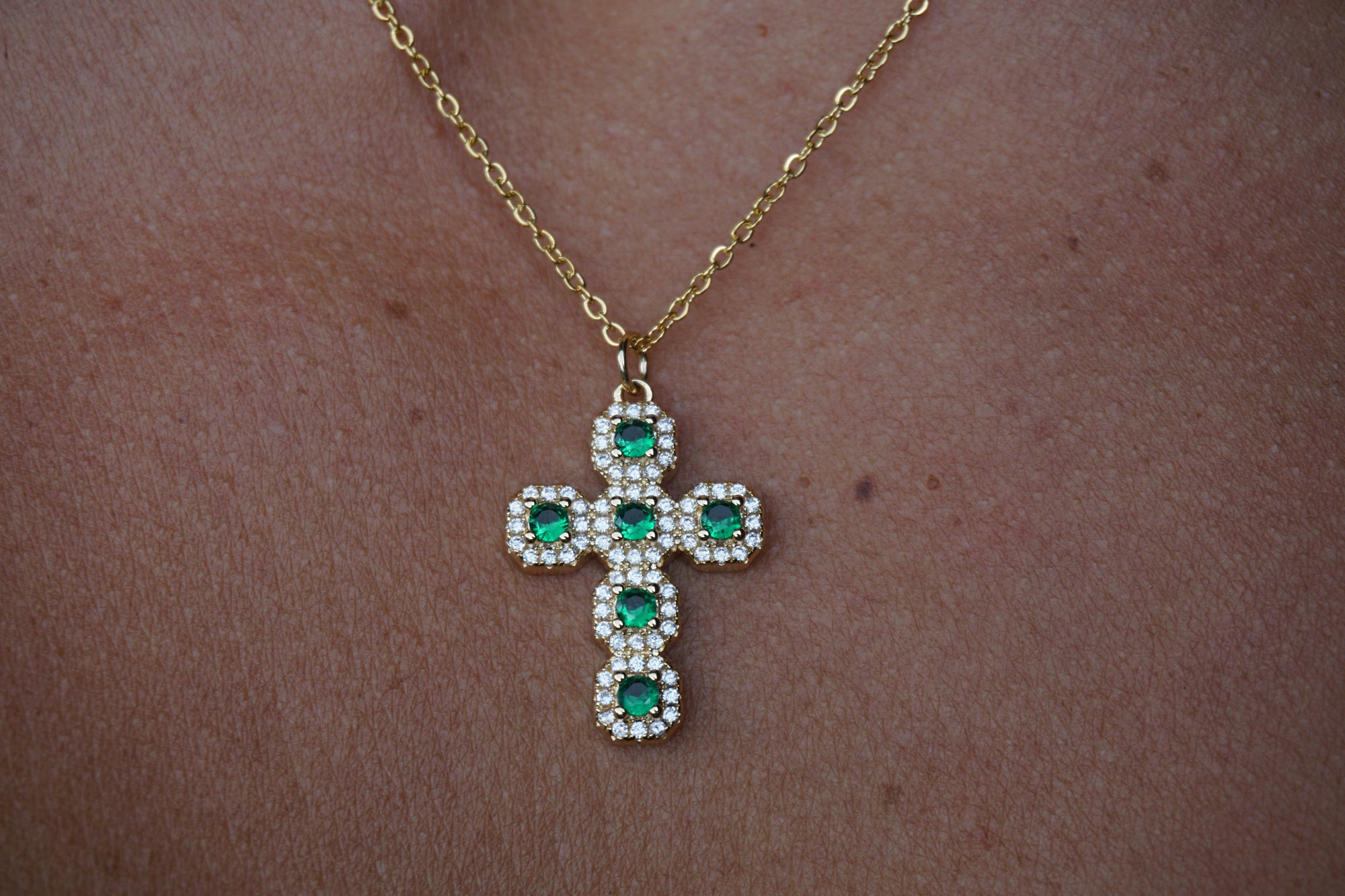 Emerald Cross Necklace