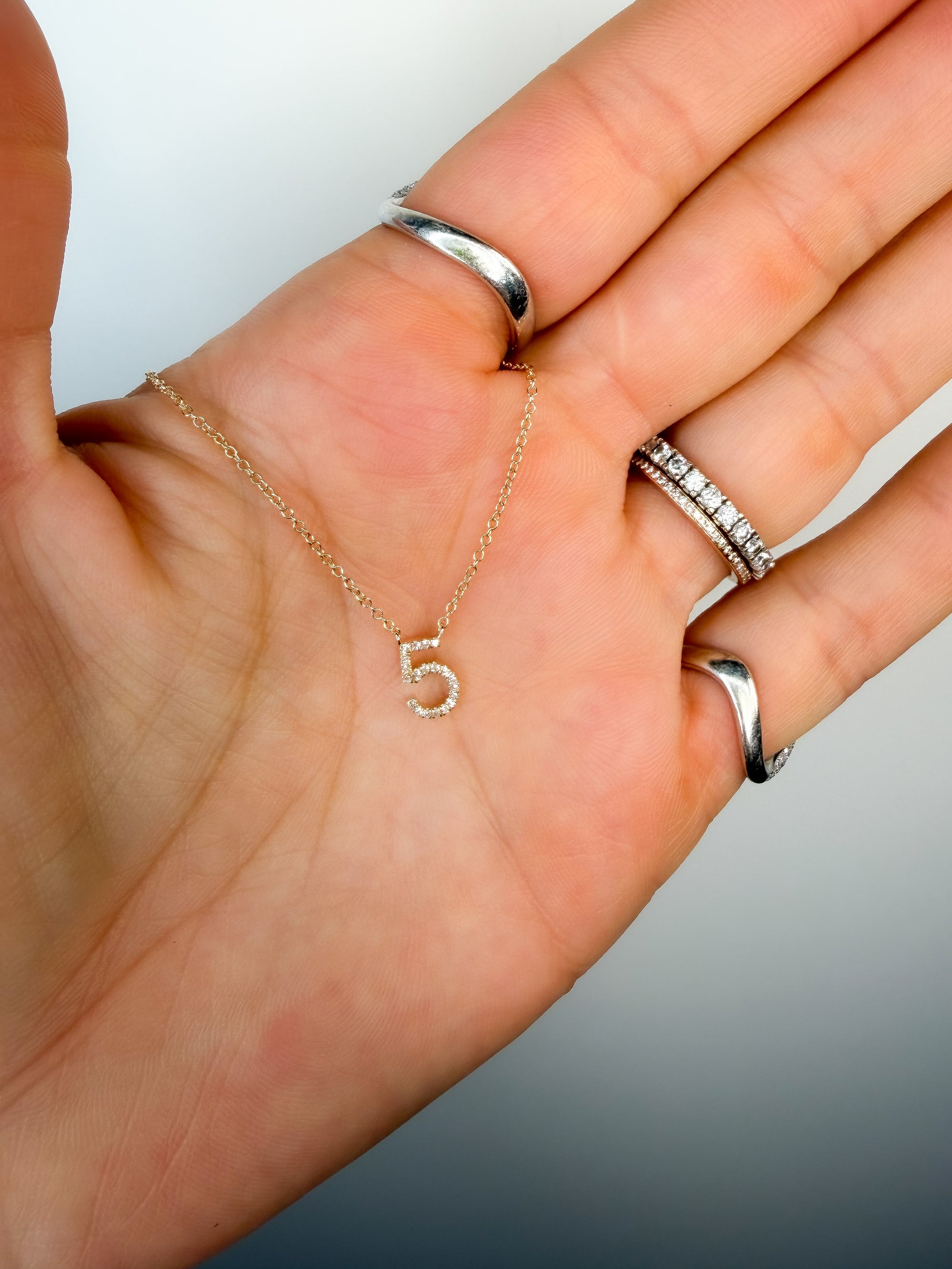 Custom Diamond Number Necklace