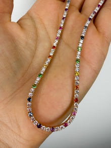 Rainbow & Diamond Tennis Necklace