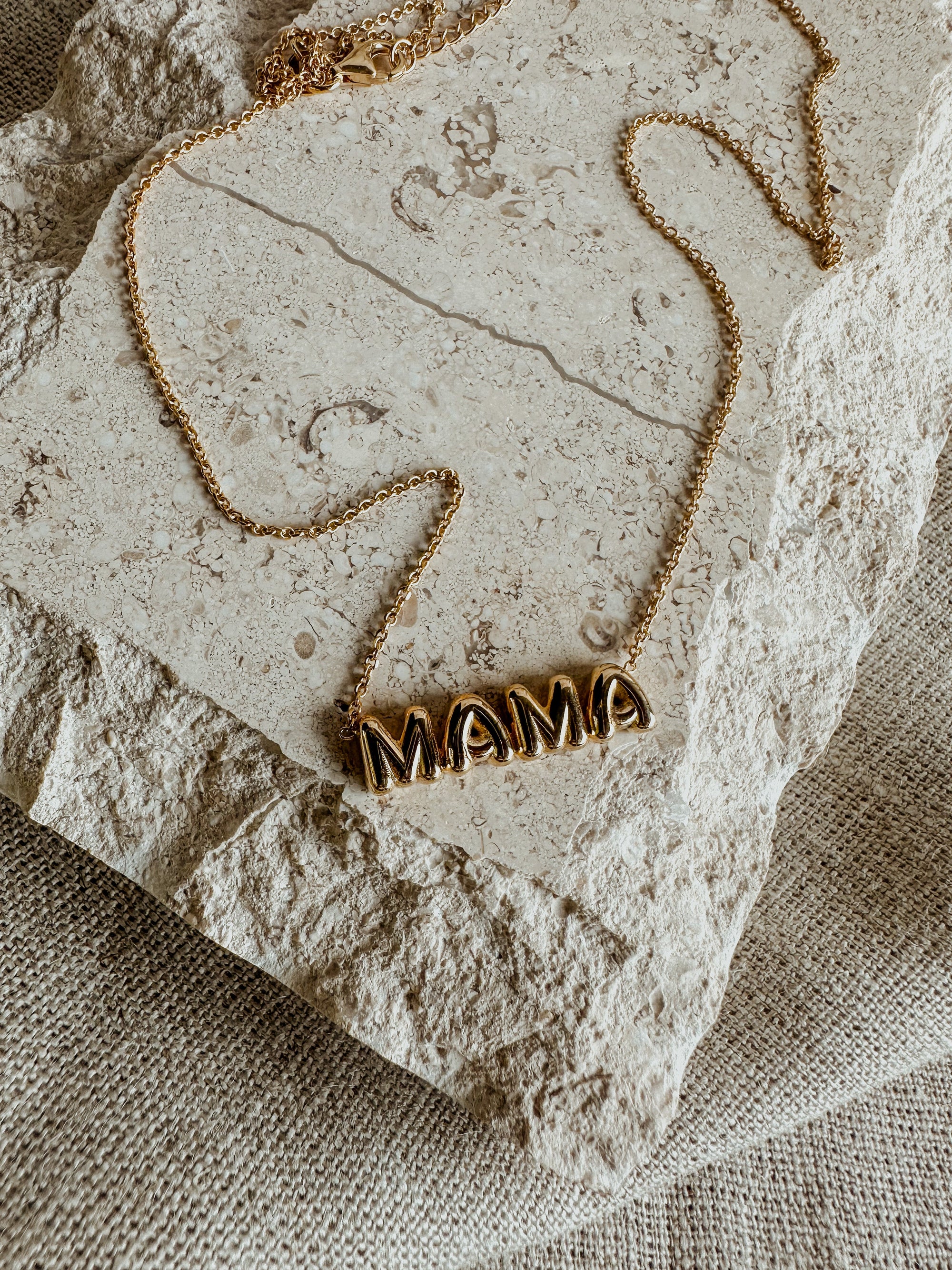 Puffy Gold MAMA Necklace