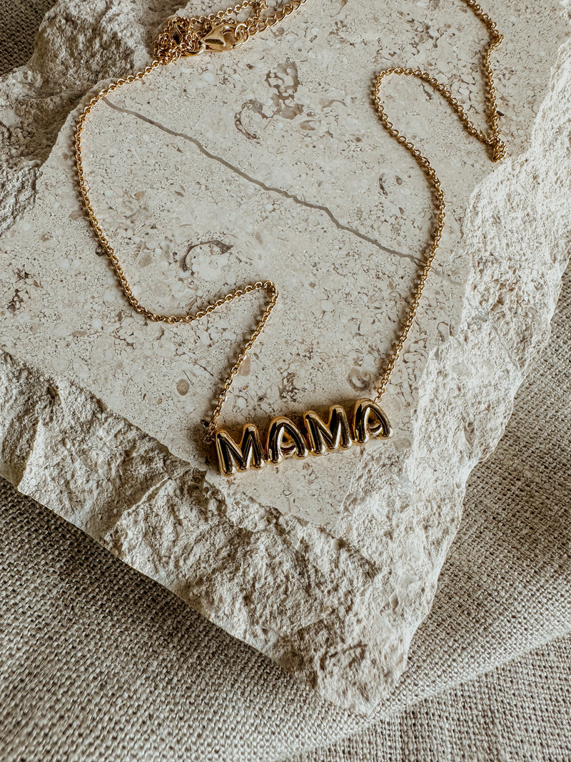 Puffy Gold MAMA Necklace
