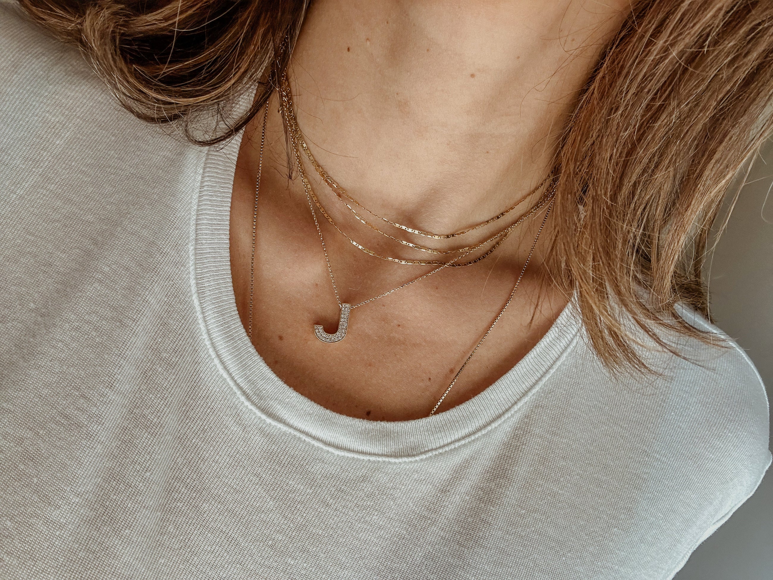 Large Diamond Initial Necklace