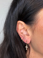 The Mini Pearl Cross Earrings