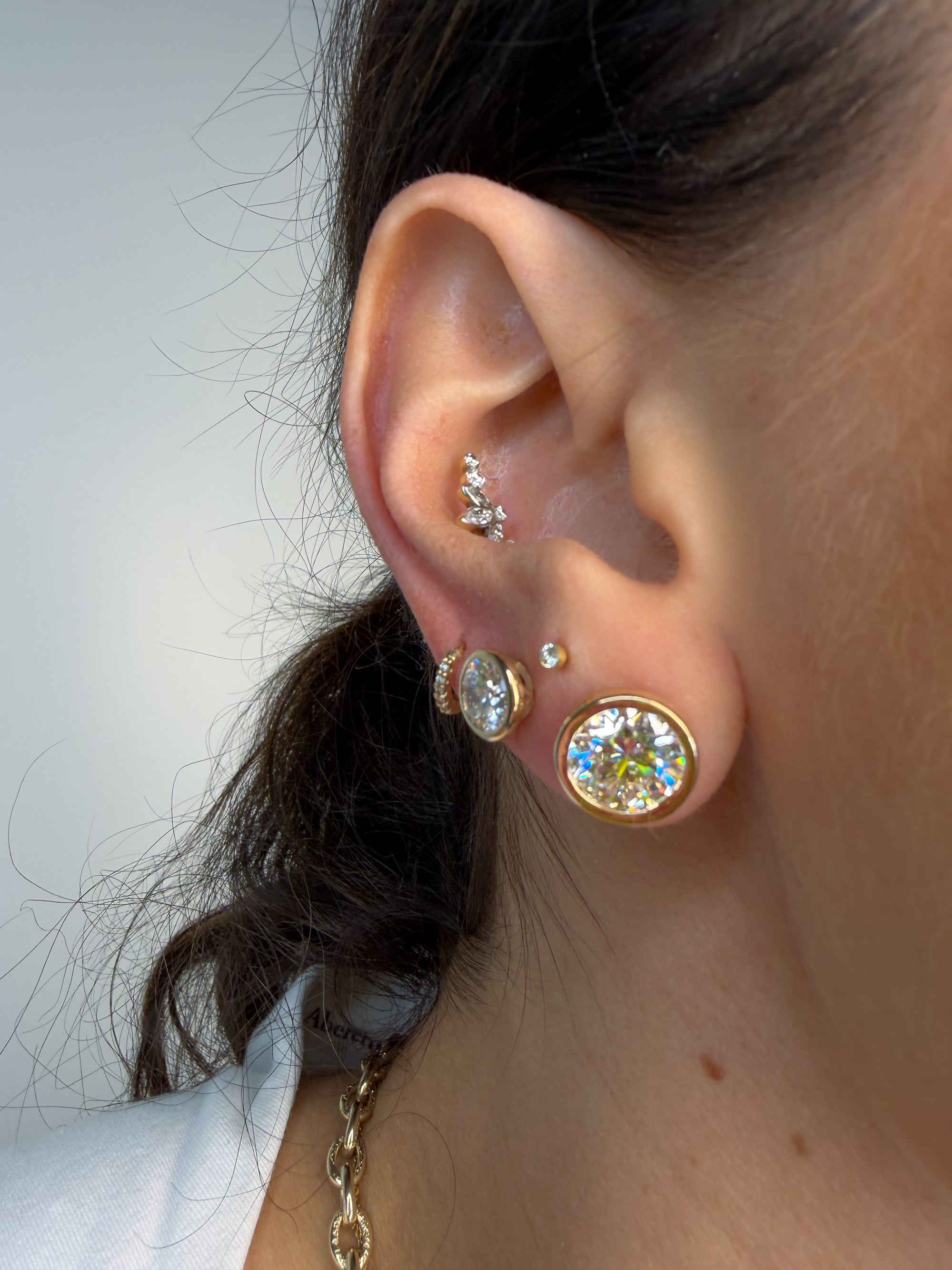 Round Bezel Diamond Studs