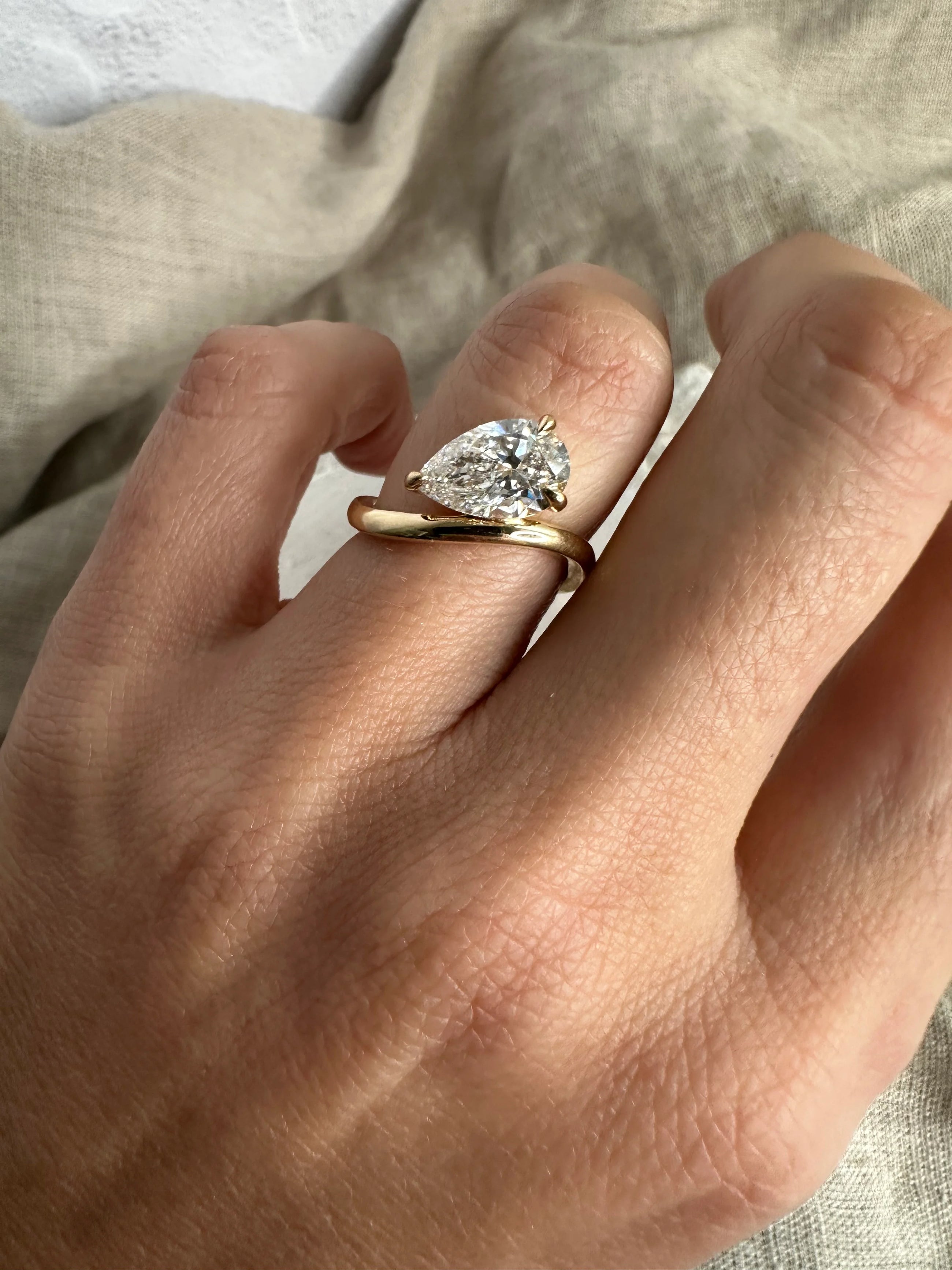 Pear Diamond Wave Ring