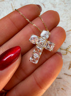 Diamond Asscher Cross Necklace