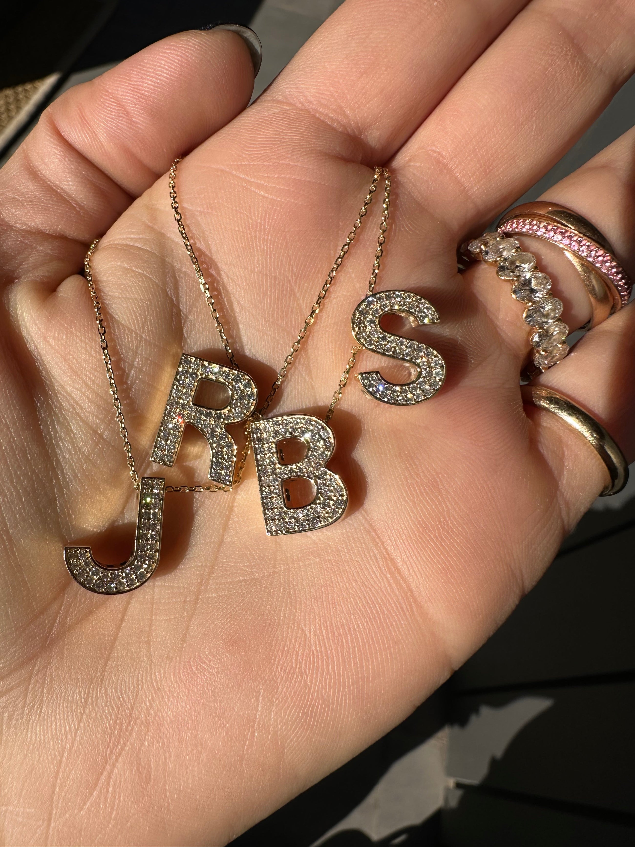Large Diamond Initial Necklace