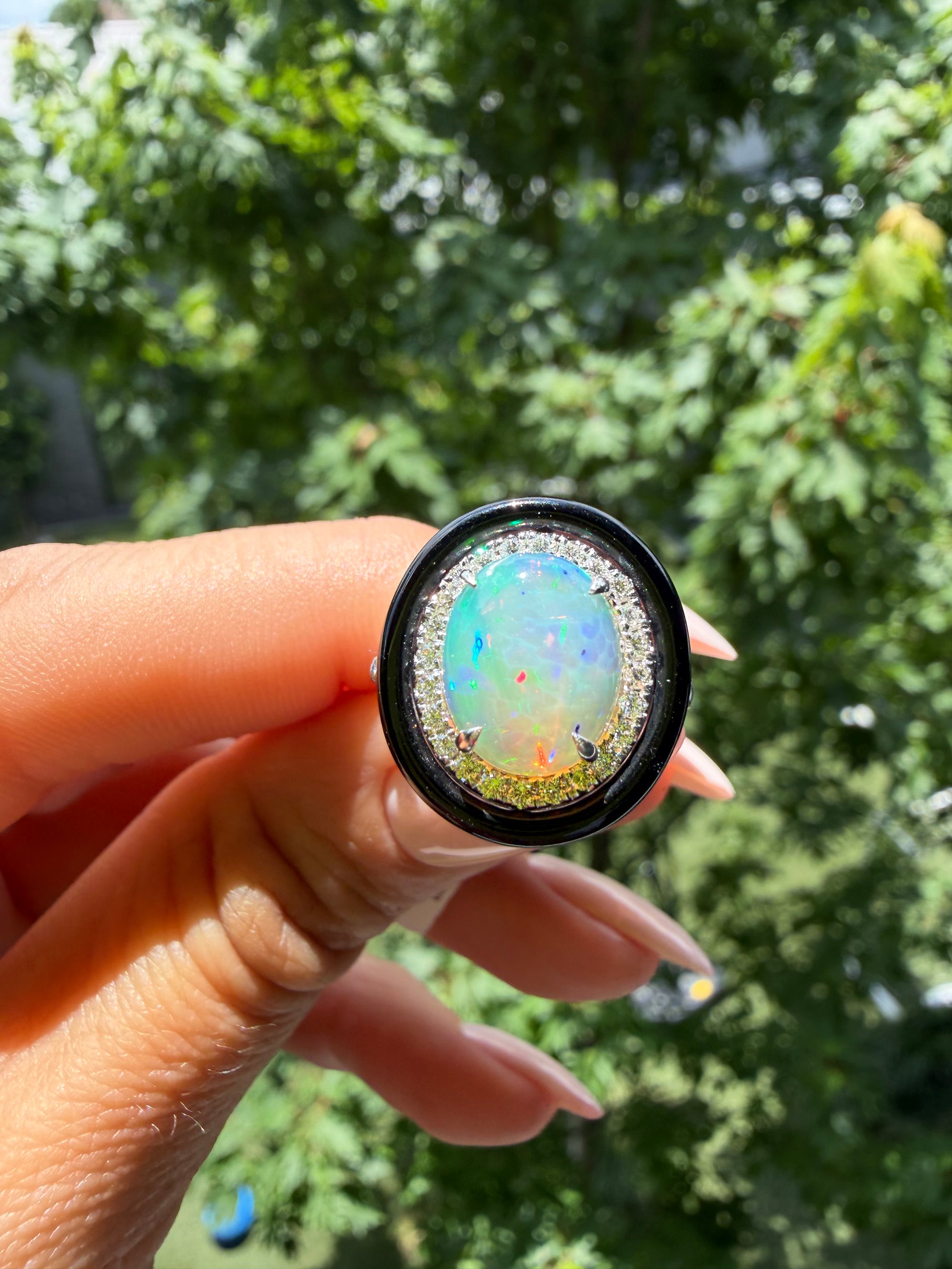 The Black Flame Opal Ring